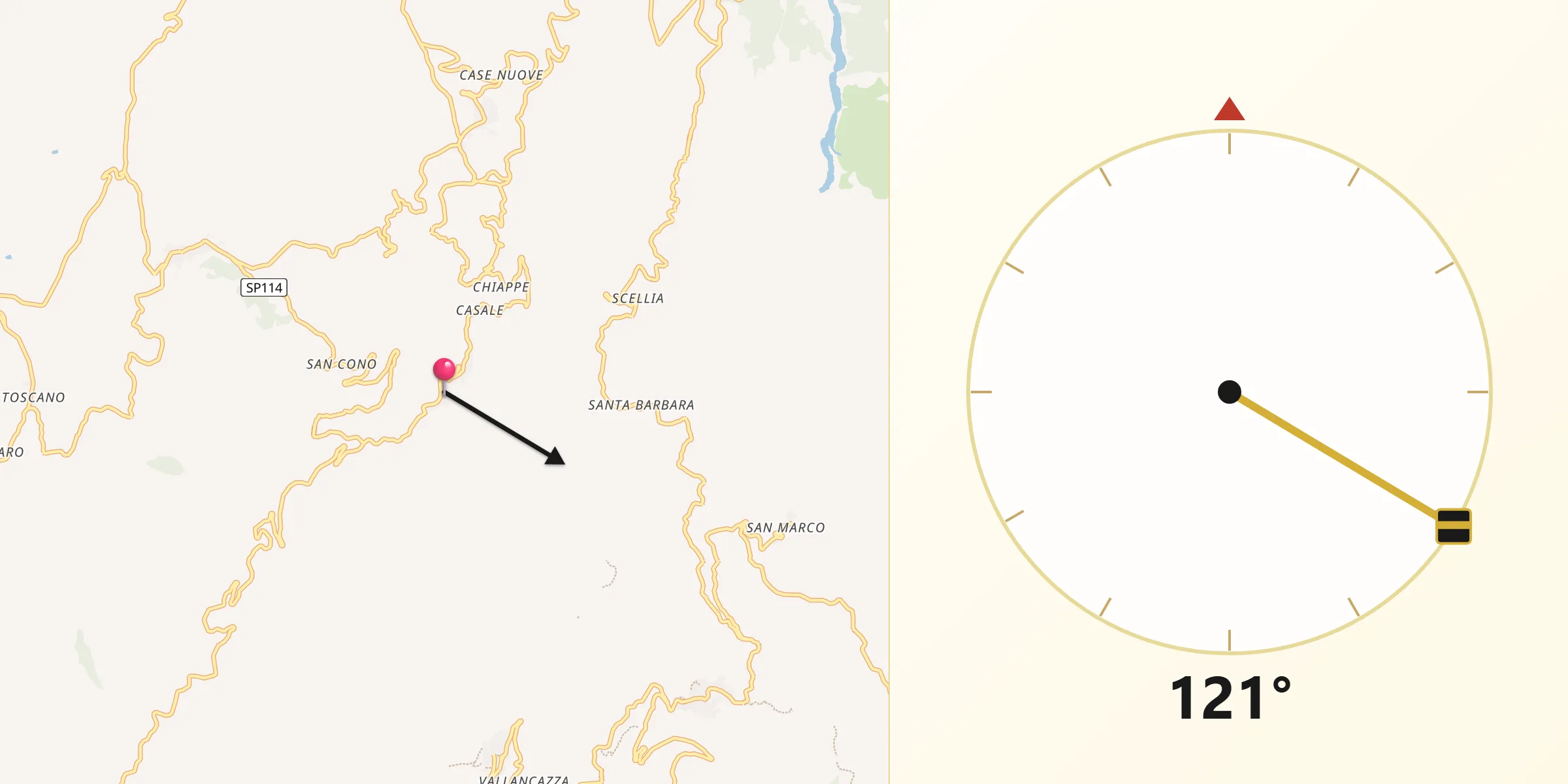Direzione della Qibla da Tripi