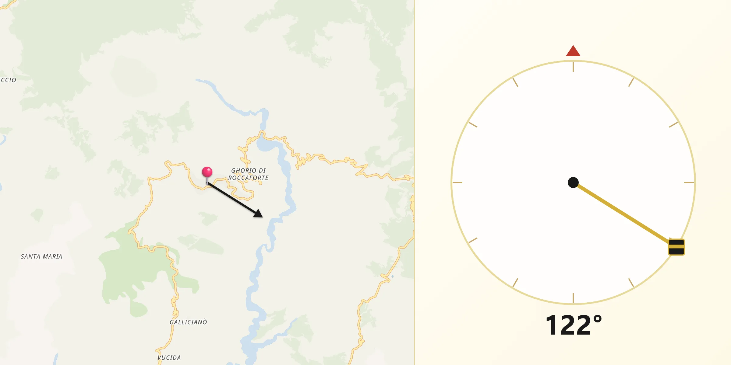 Direzione della Qibla da Roccaforte del Greco