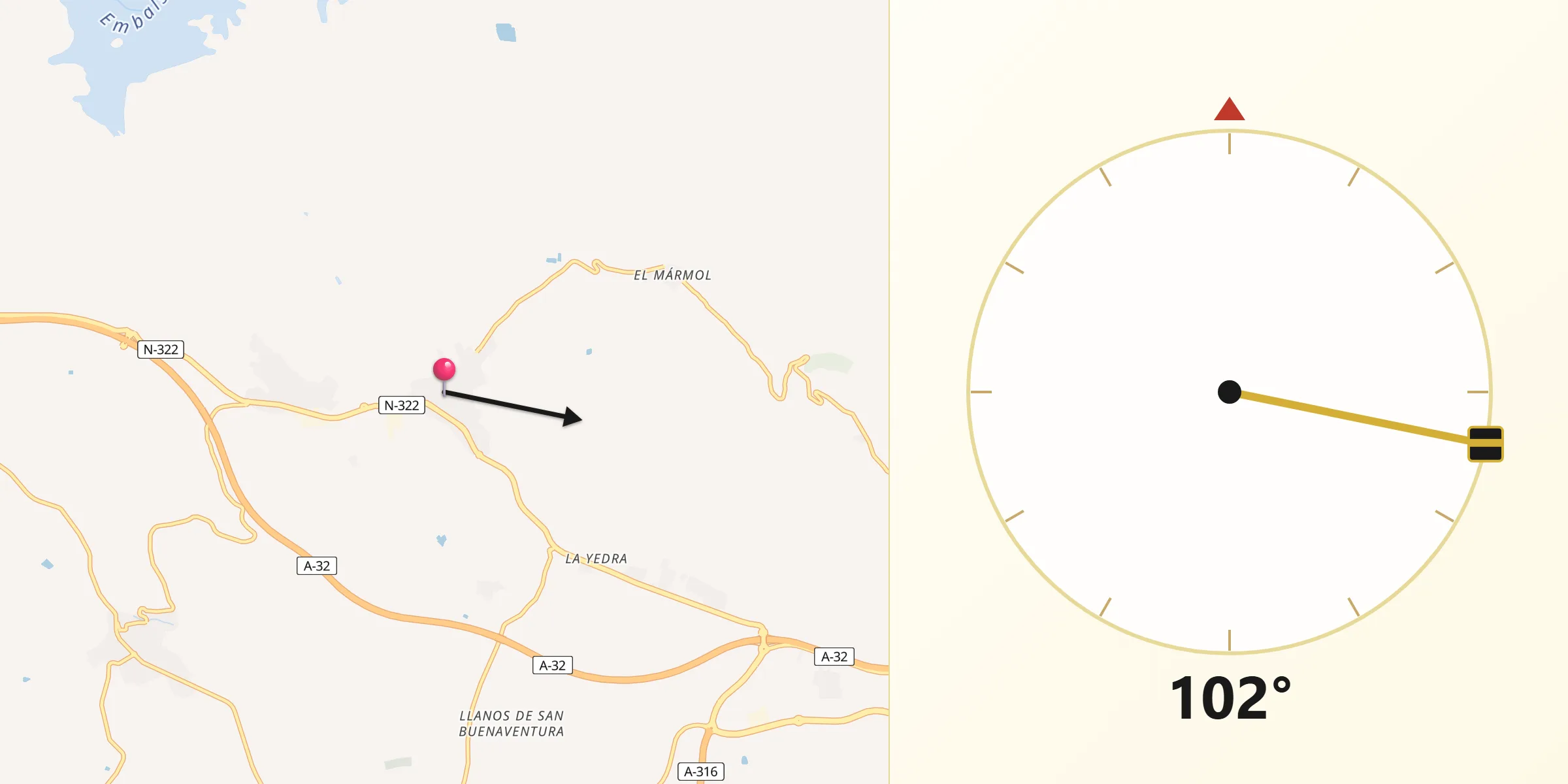 Dirección de la Qibla desde Rus
