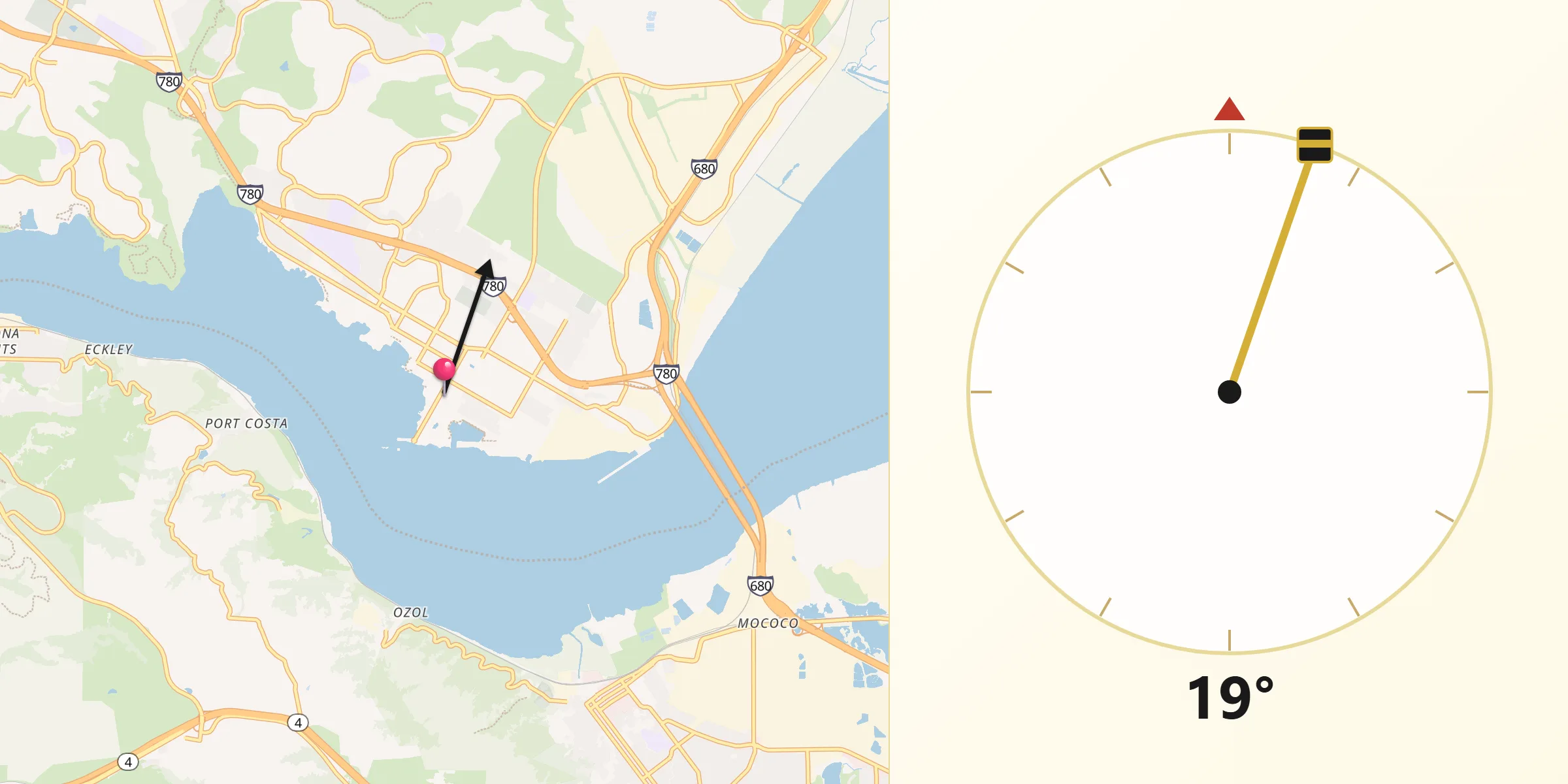 Qibla Direction from Benicia