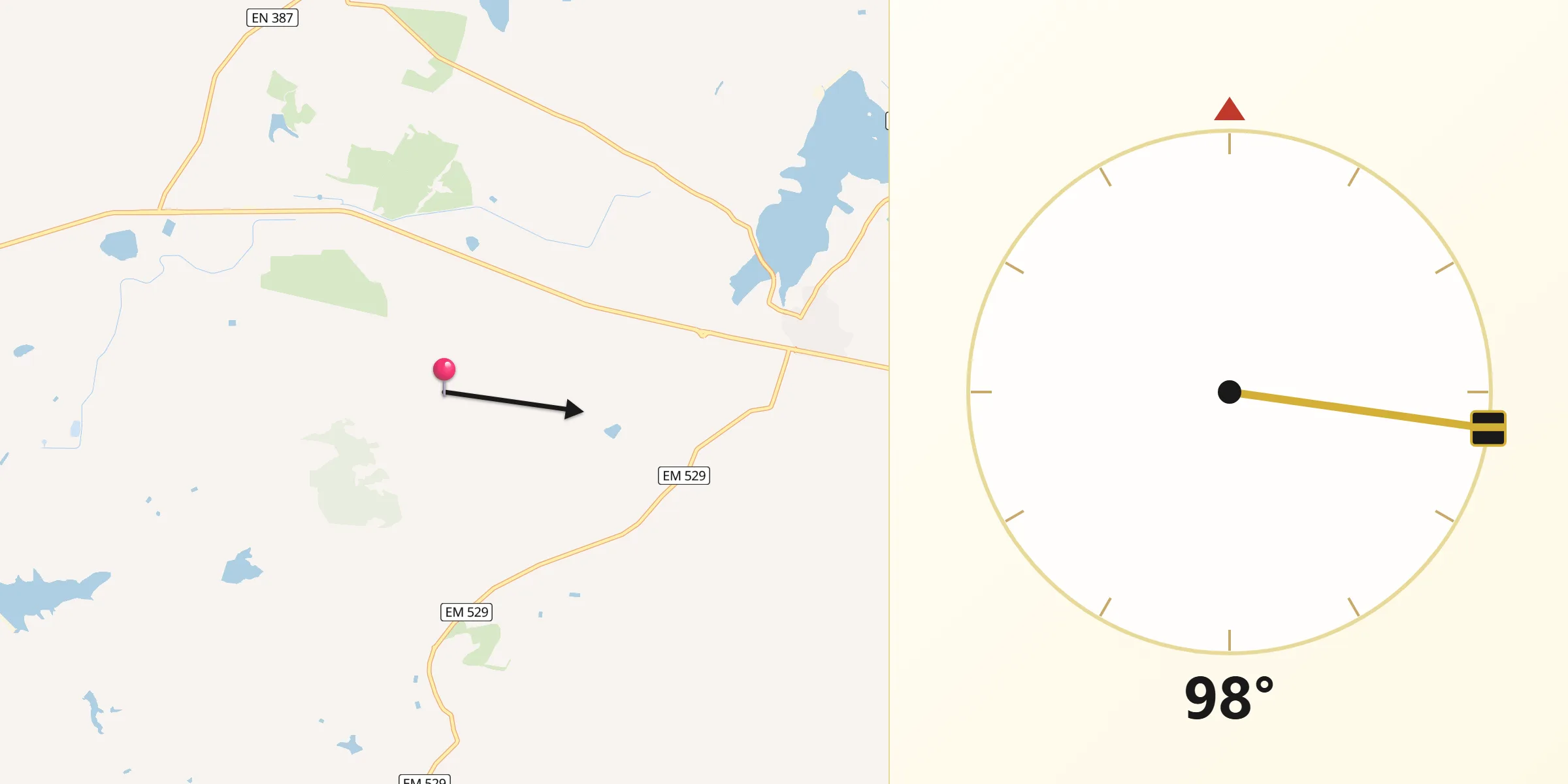 Direção da Qibla a partir de Ferreira do Alentejo