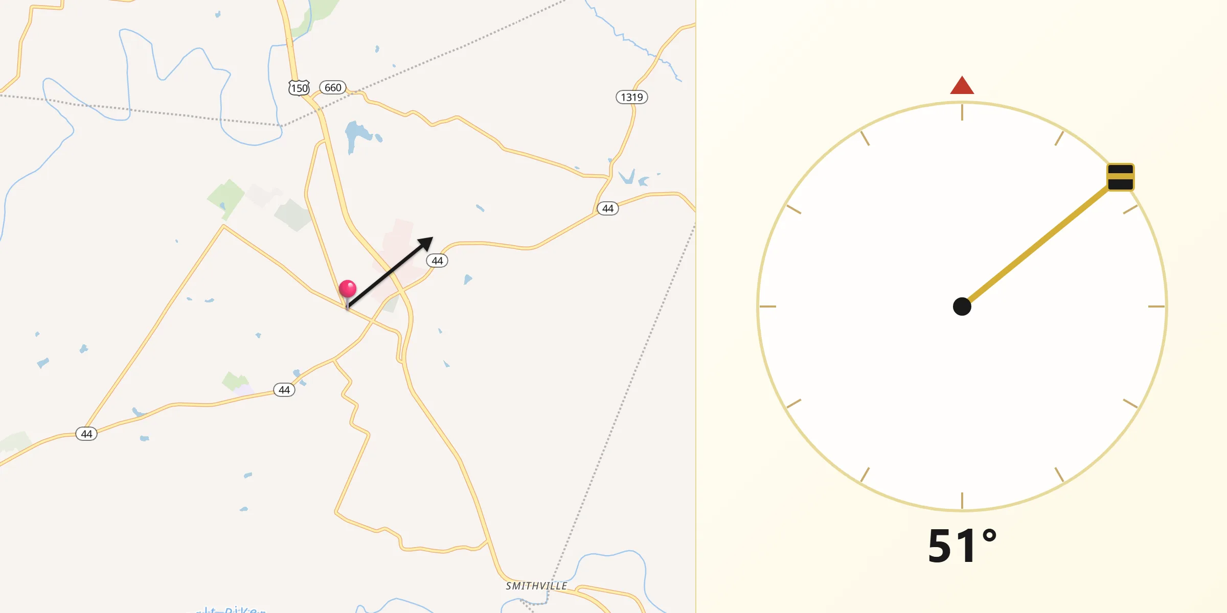 Qibla Direction from Mount Washington