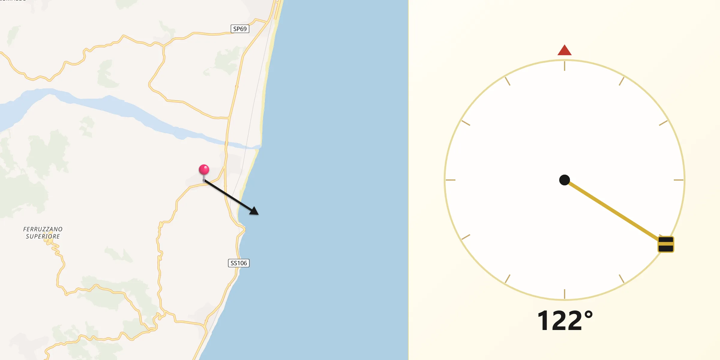 Direzione della Qibla da Africo Nuovo