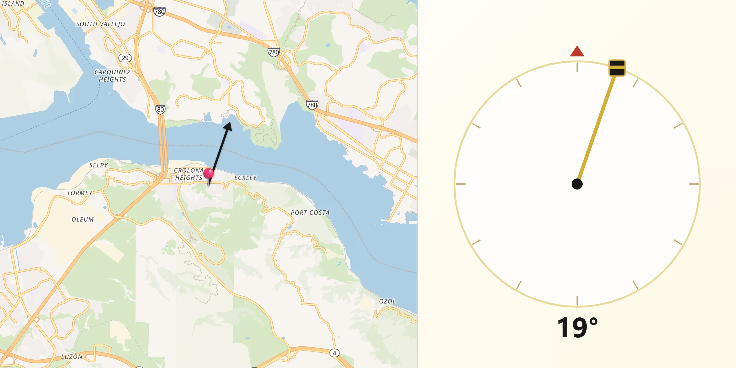 Qibla Direction from Crockett