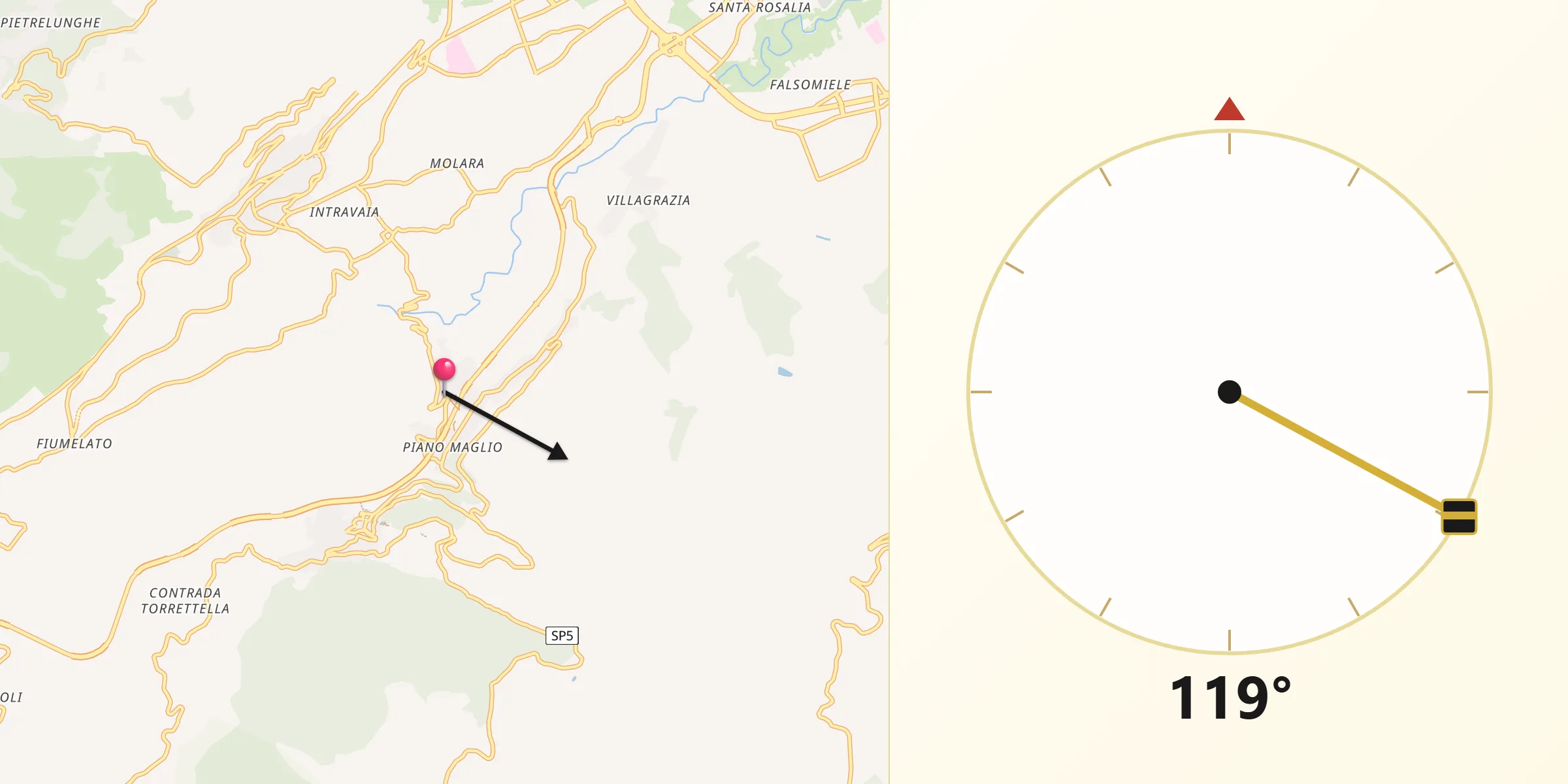 Direzione della Qibla da Piano Maglio-Blandino