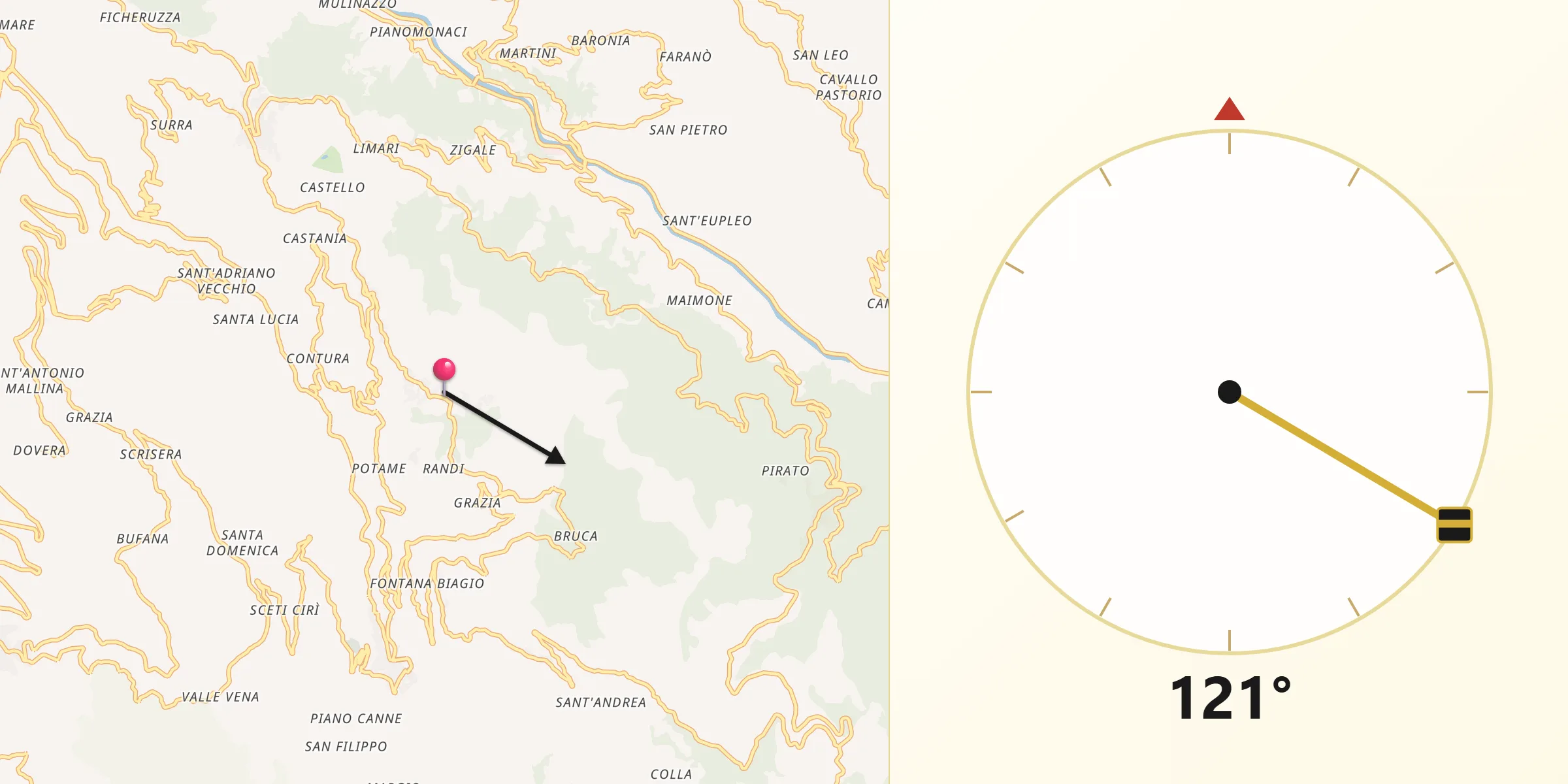 Direzione della Qibla da Sfaranda