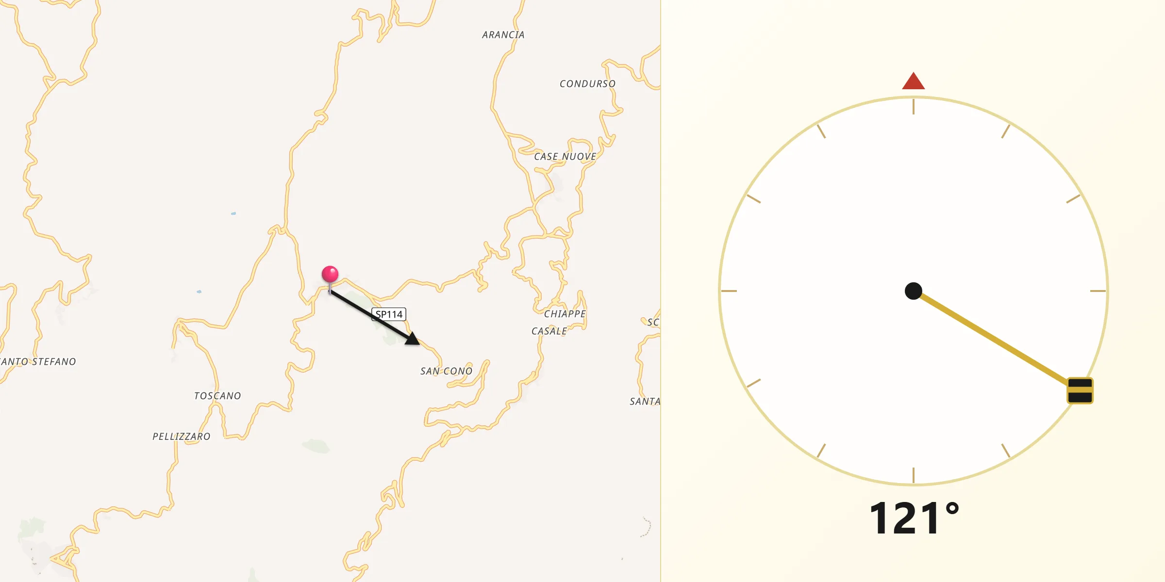 Direzione della Qibla da Basicò