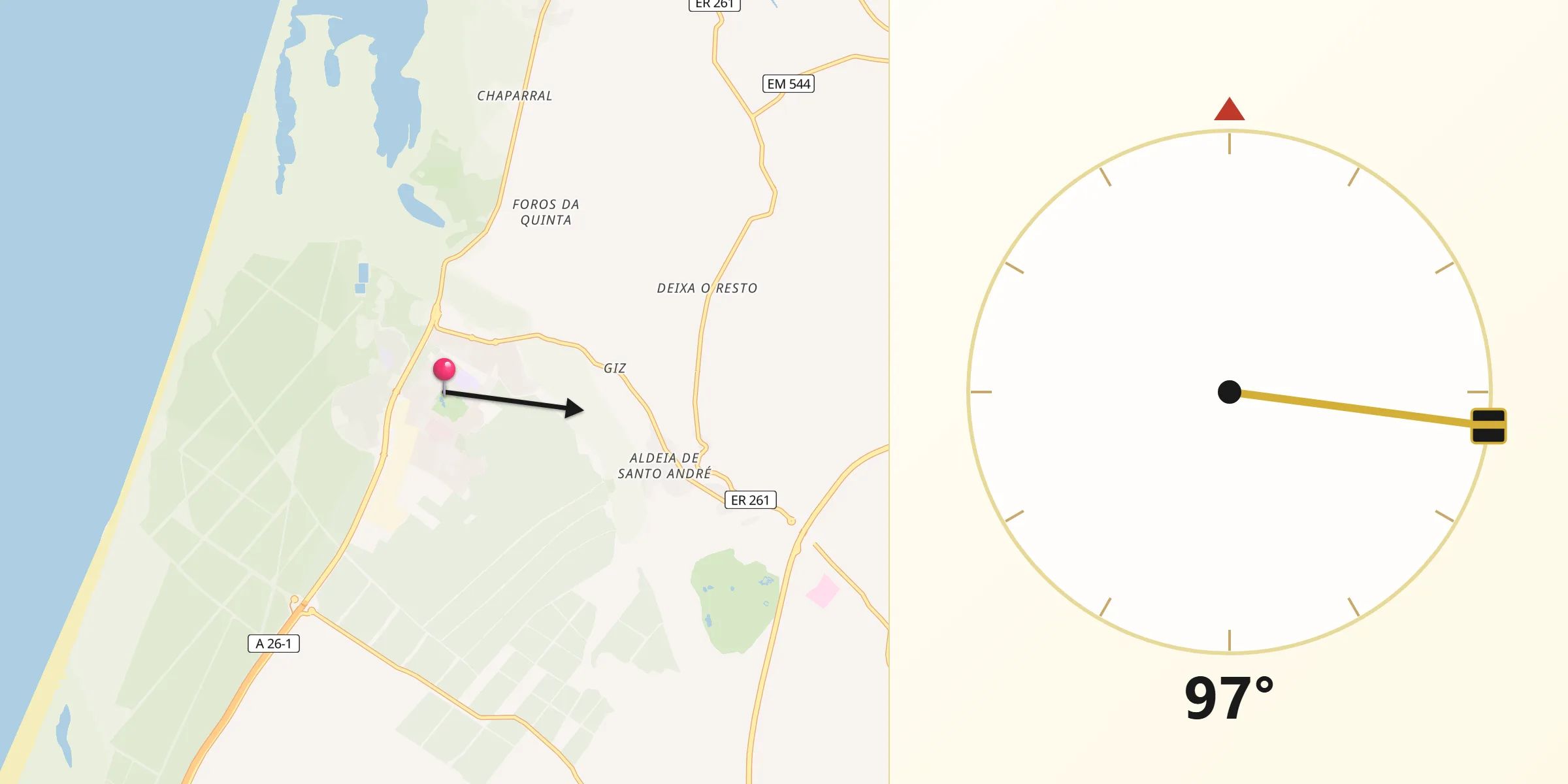 Direção da Qibla a partir de Santo André