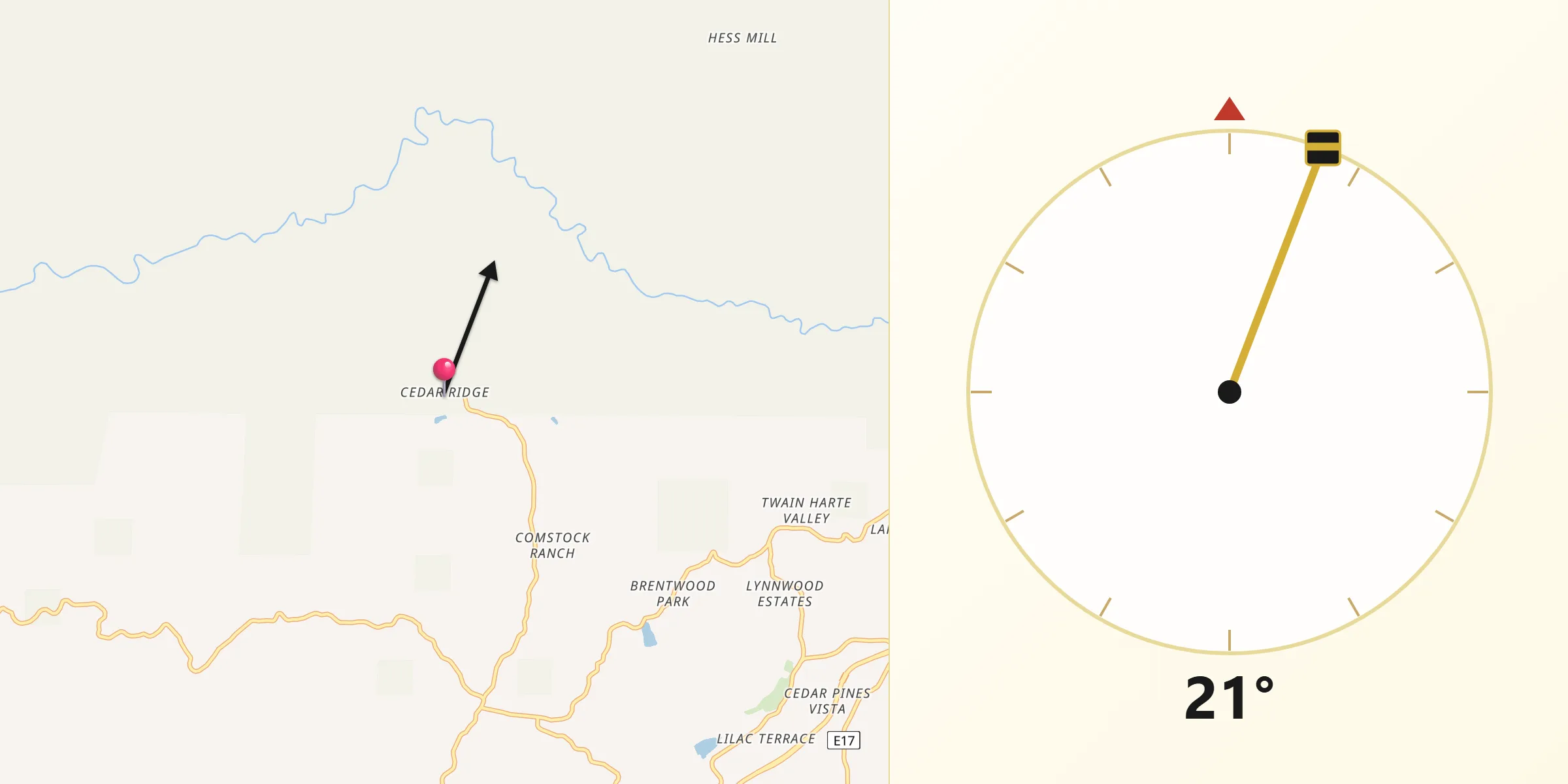 Qibla Direction from Cedar Ridge