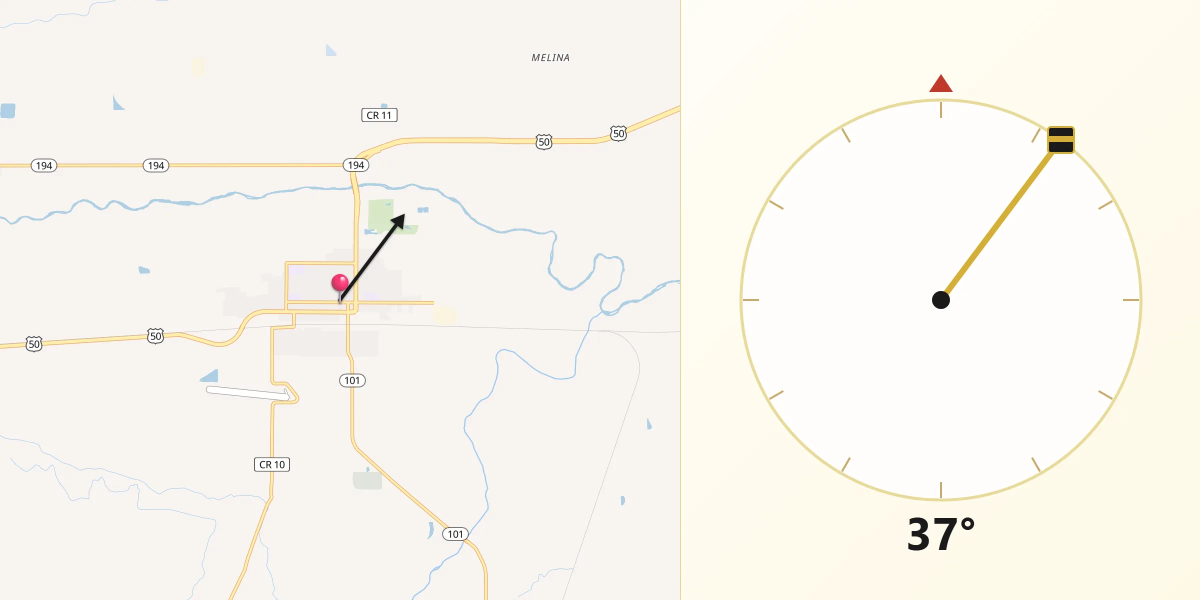 Qibla Direction from Las Animas
