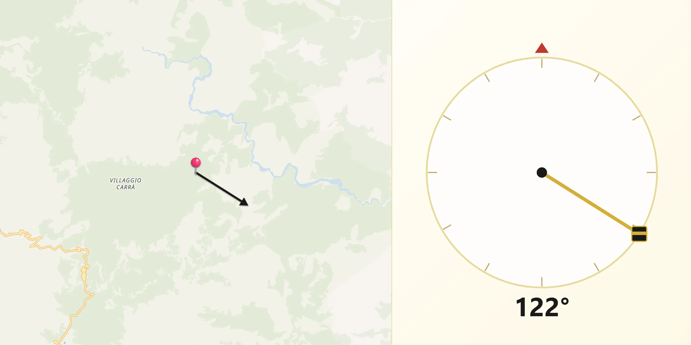 Direzione della Qibla da Africo Vecchio