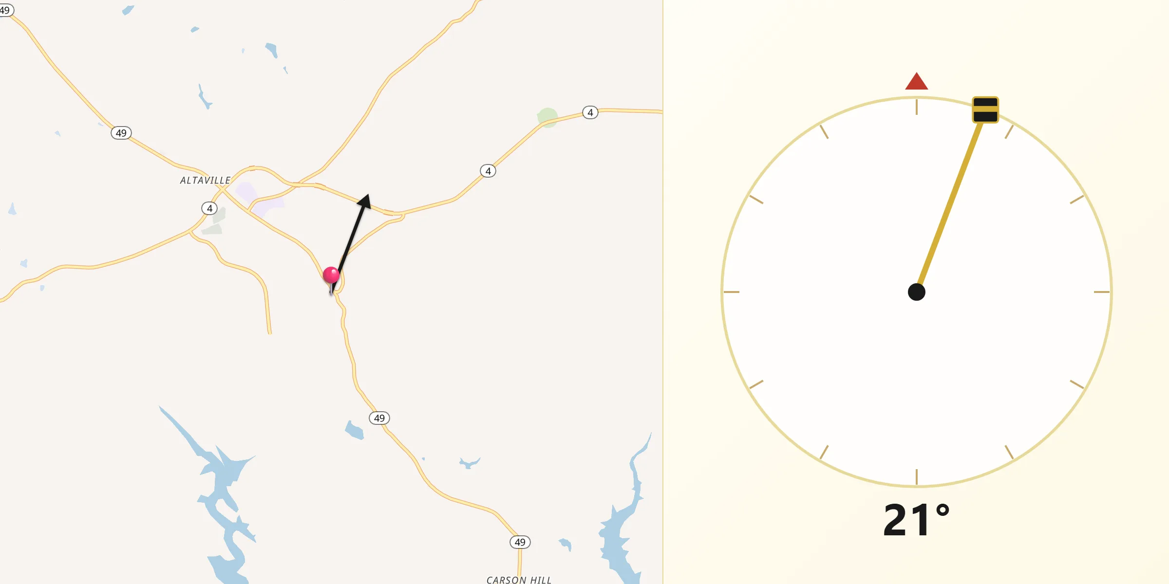 Qibla Direction from Angels Camp