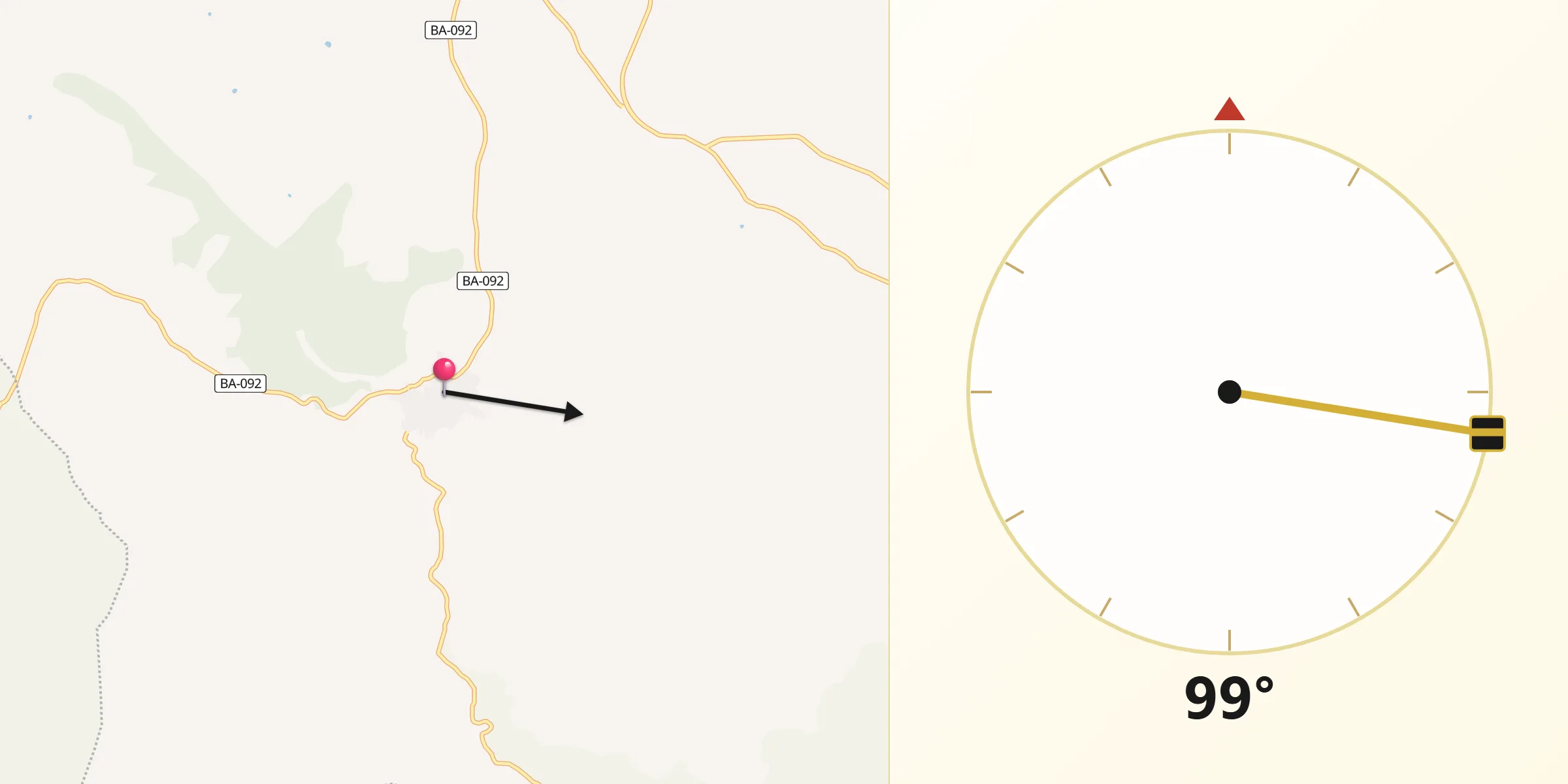 Dirección de la Qibla desde Fuentes de León