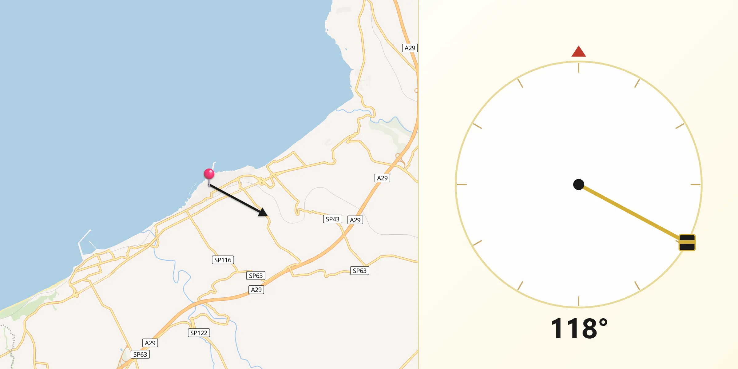 Direzione della Qibla da Trappeto