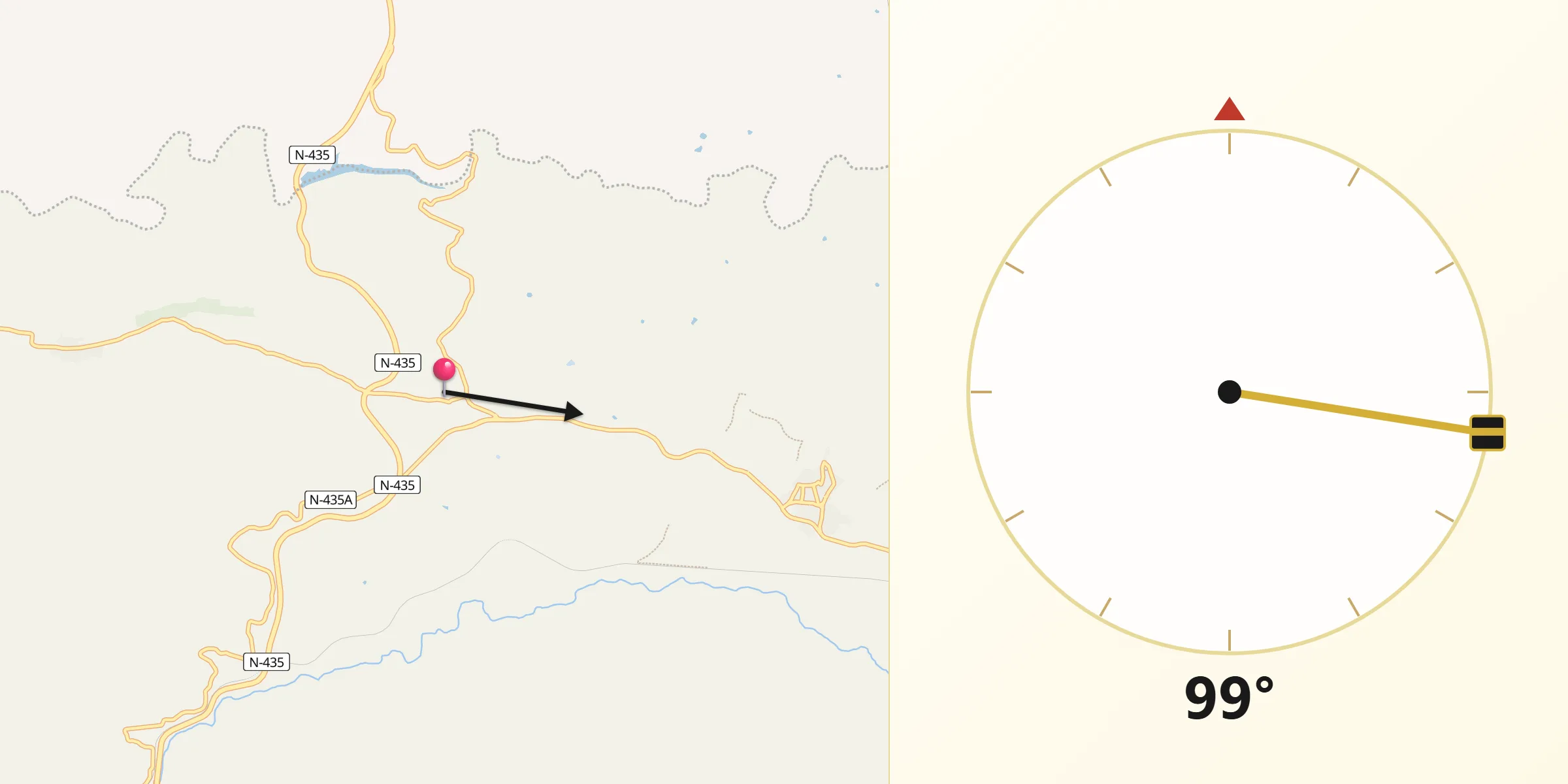 Dirección de la Qibla desde Cumbres de Enmedio