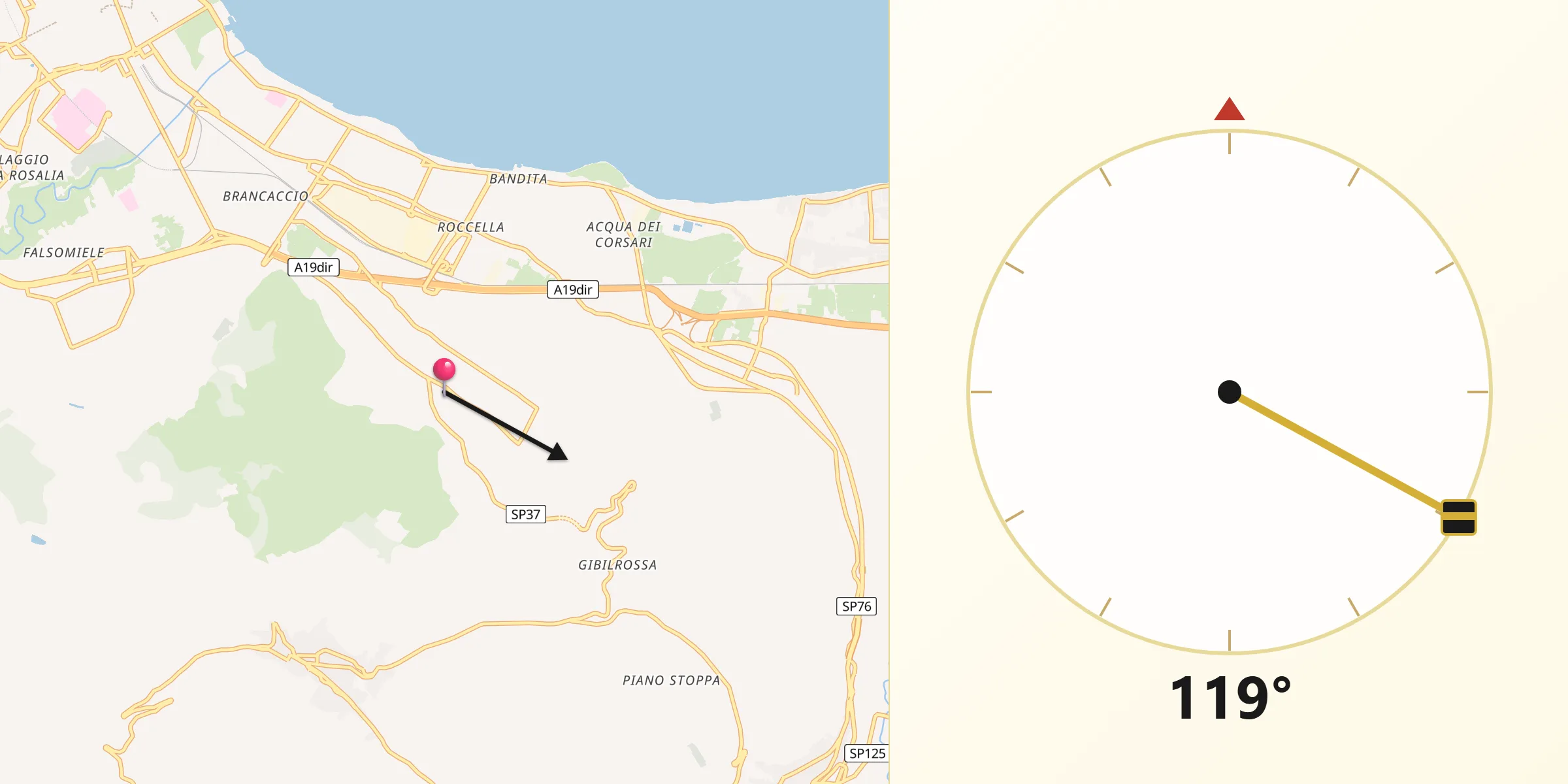 Direzione della Qibla da Ciaculli