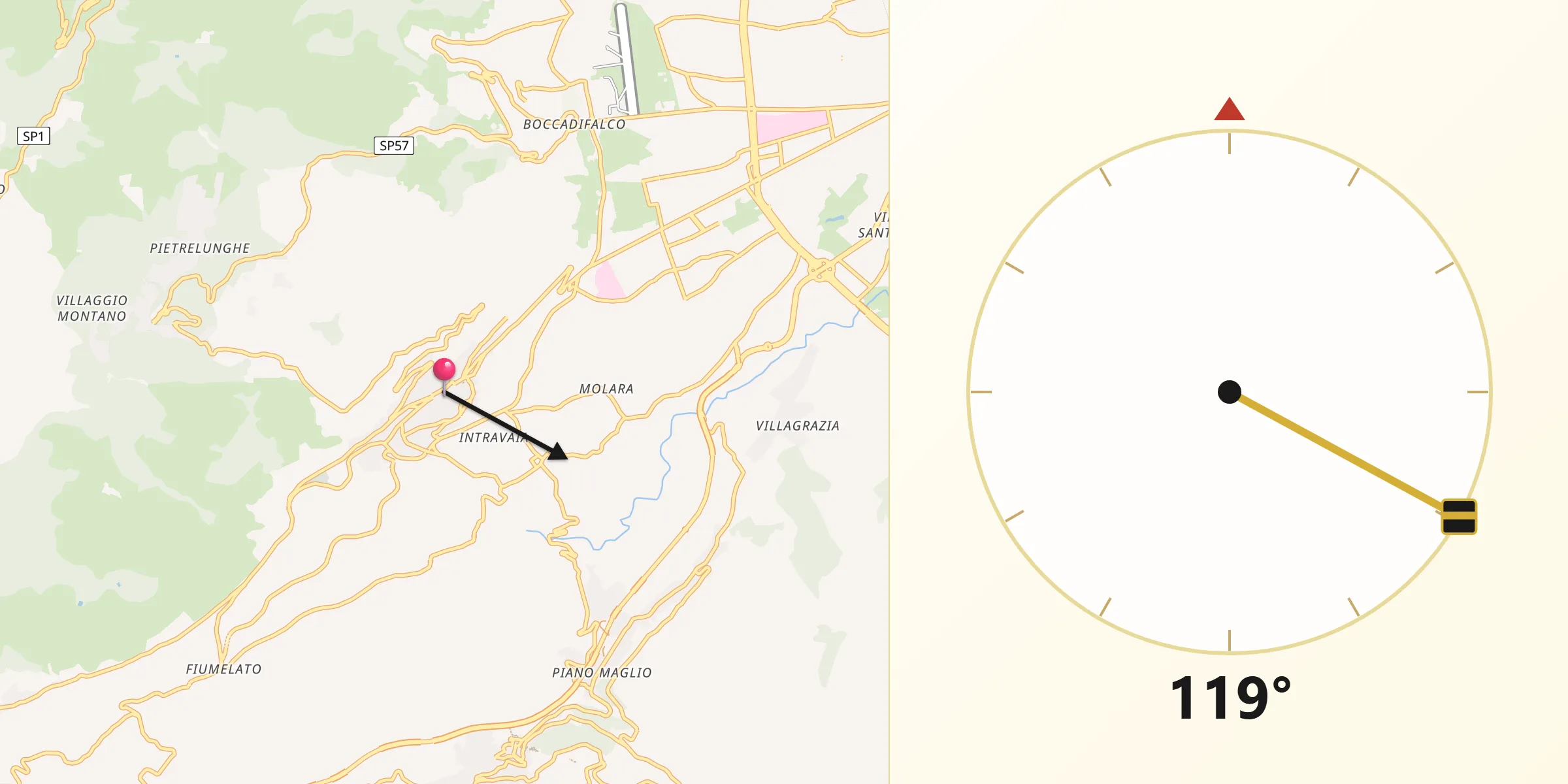 Direzione della Qibla da Monreale