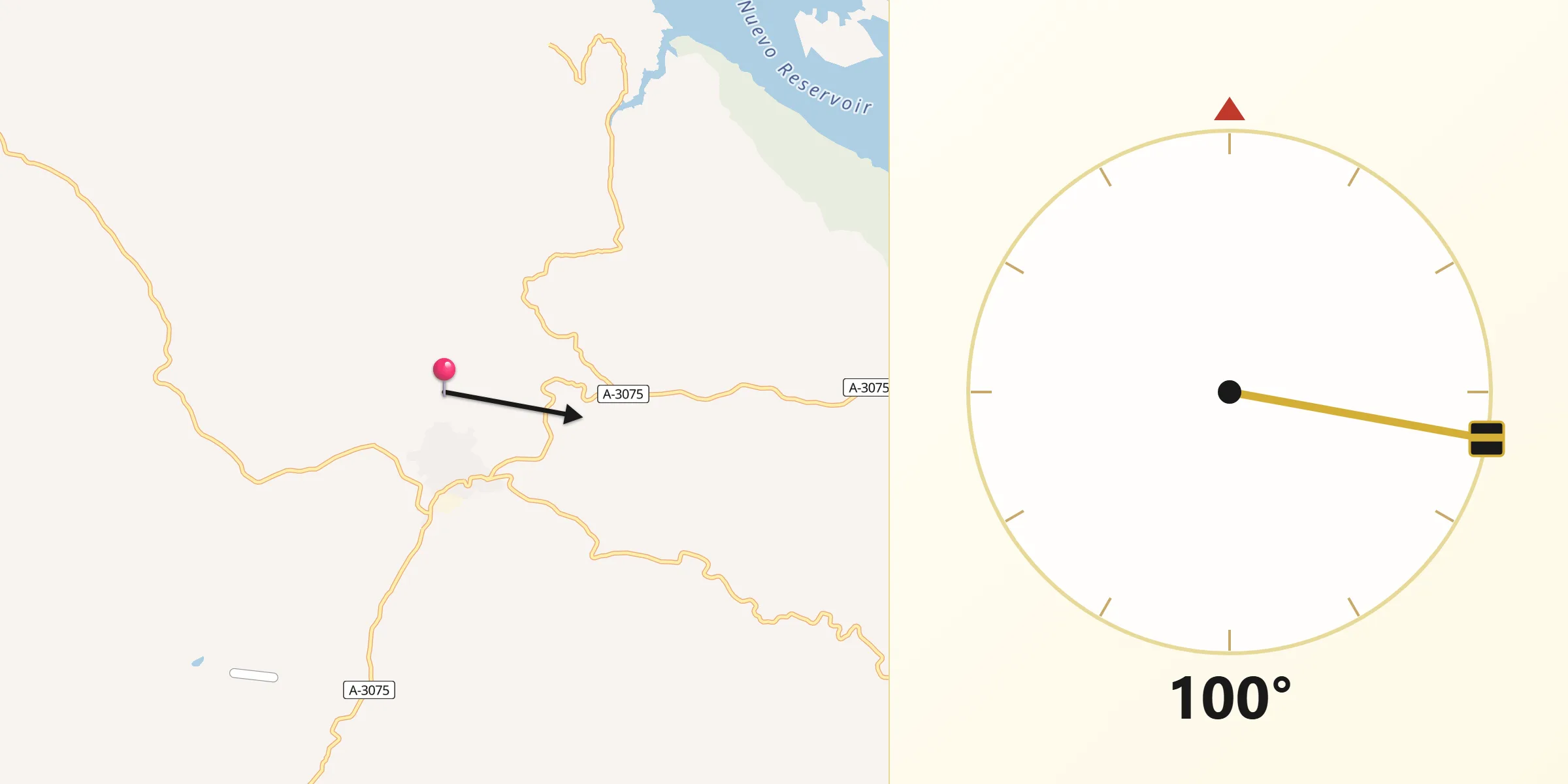 Dirección de la Qibla desde Villaviciosa de Córdoba