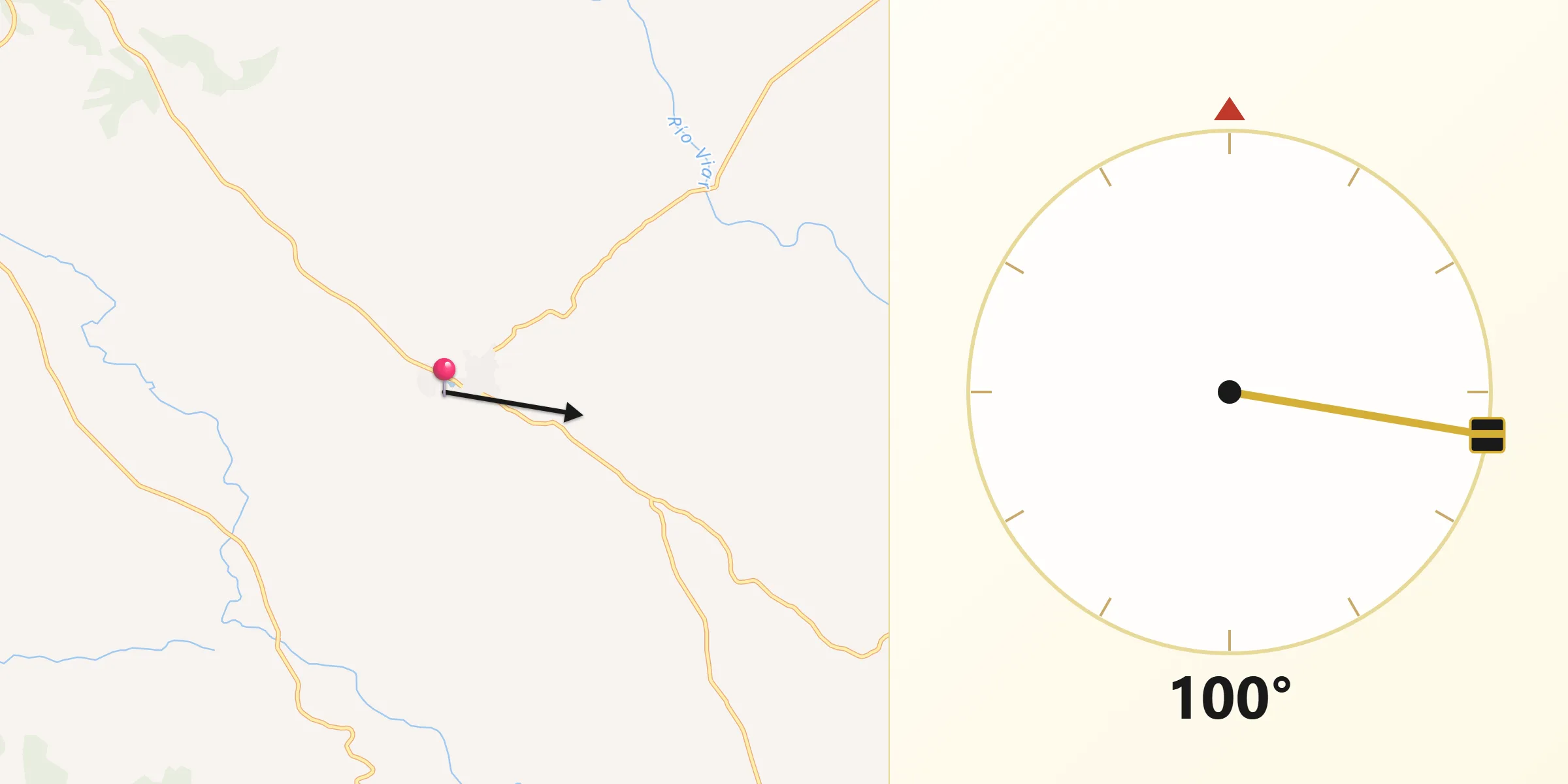 Dirección de la Qibla desde Puebla del Maestre