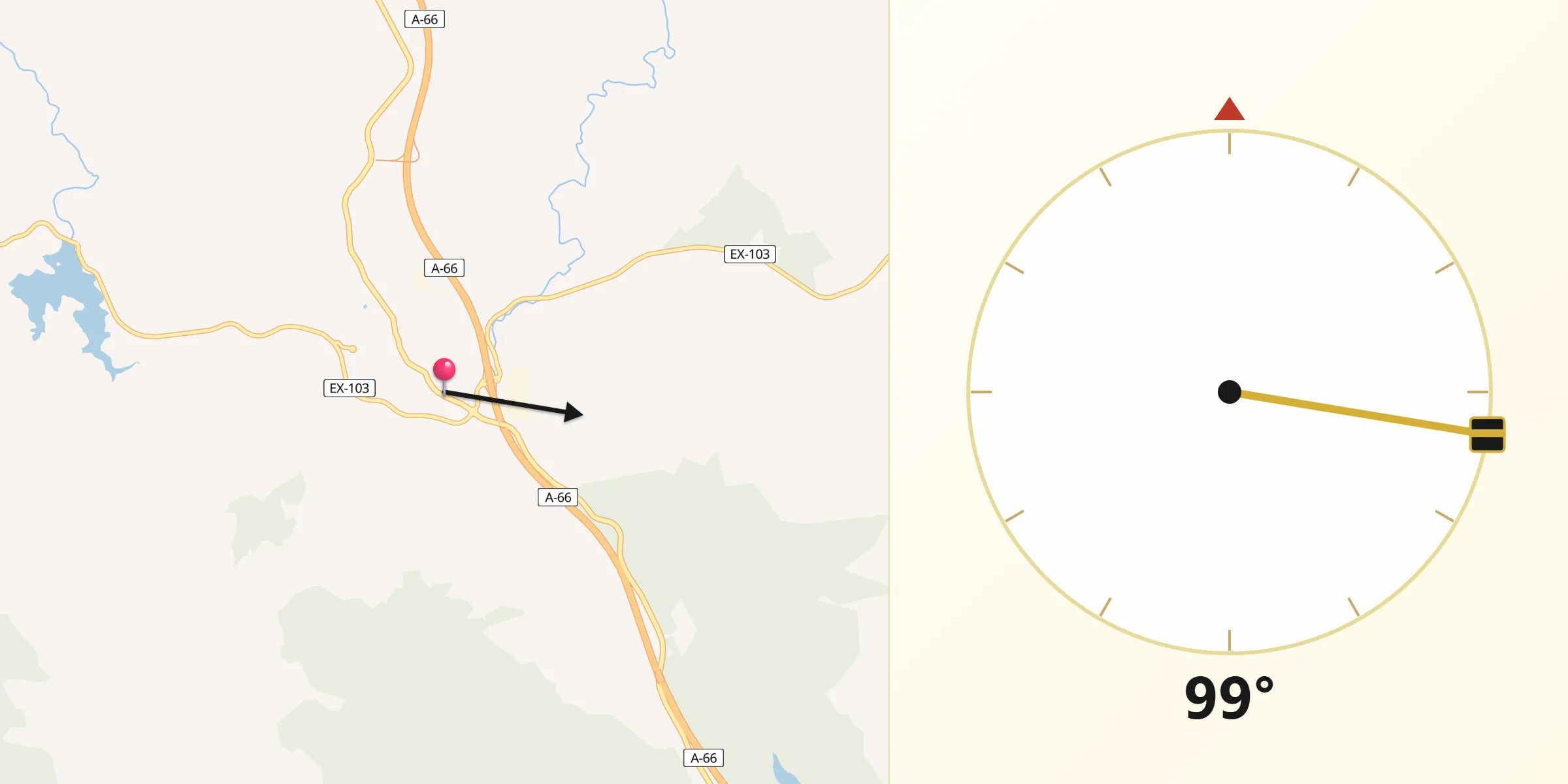 Dirección de la Qibla desde Monesterio
