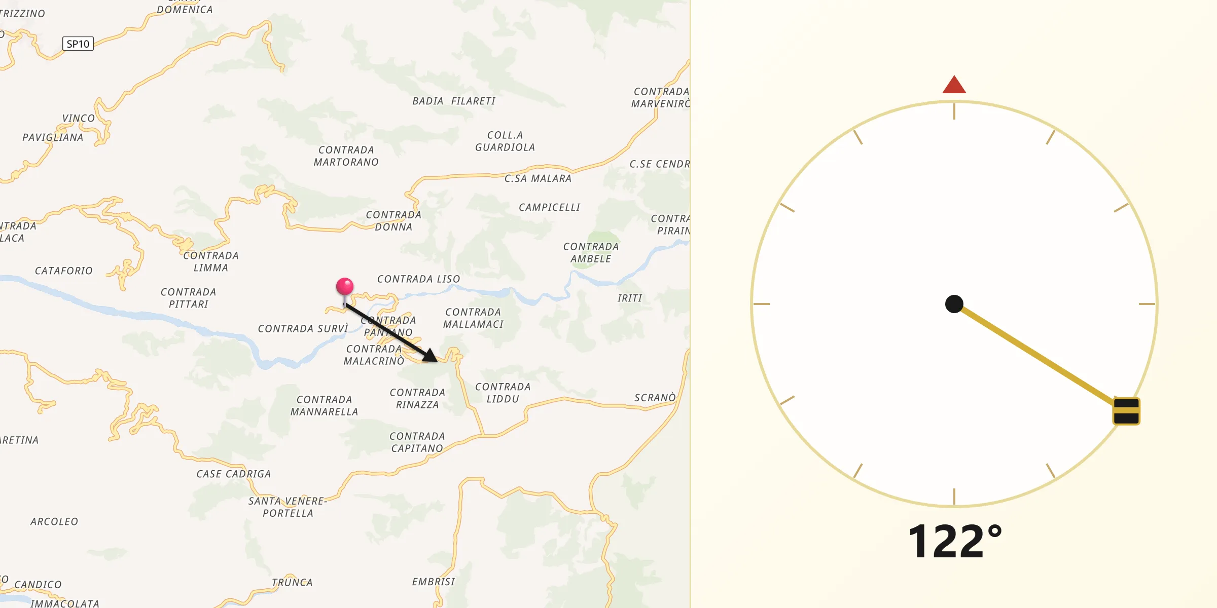 Direzione della Qibla da Cardeto