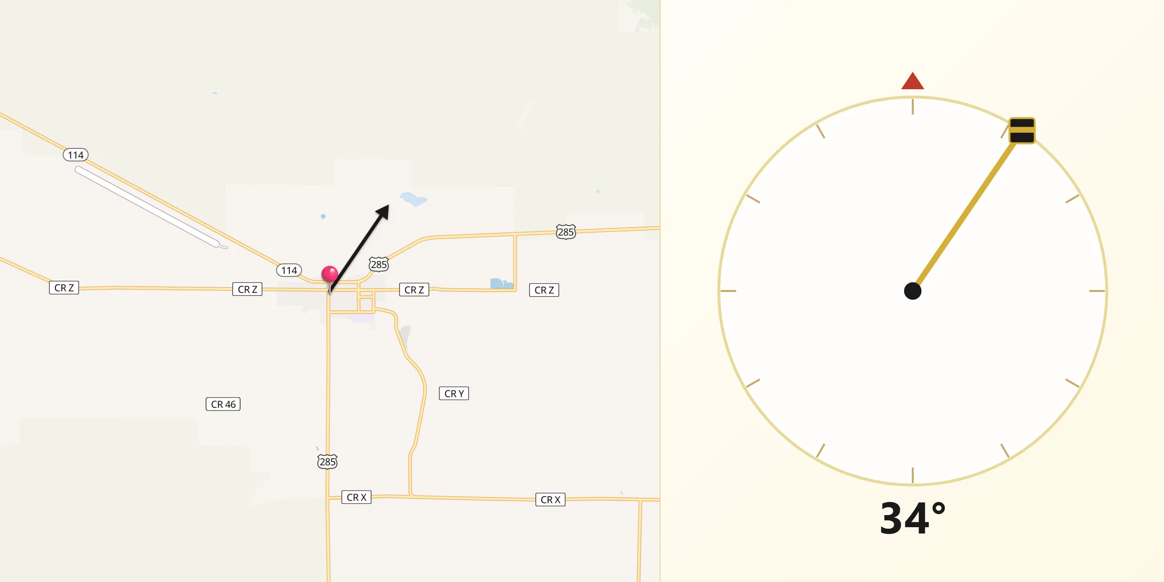 Qibla Direction from Saguache