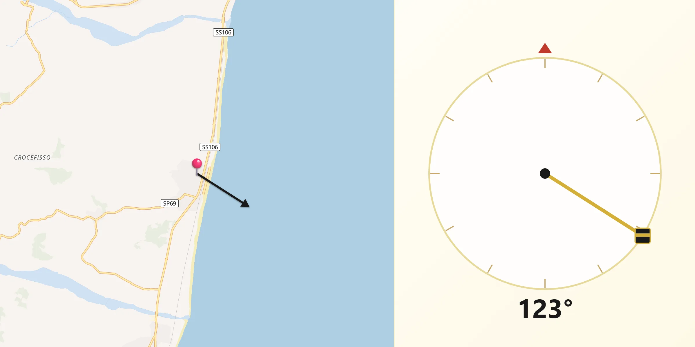 Direzione della Qibla da Bianco