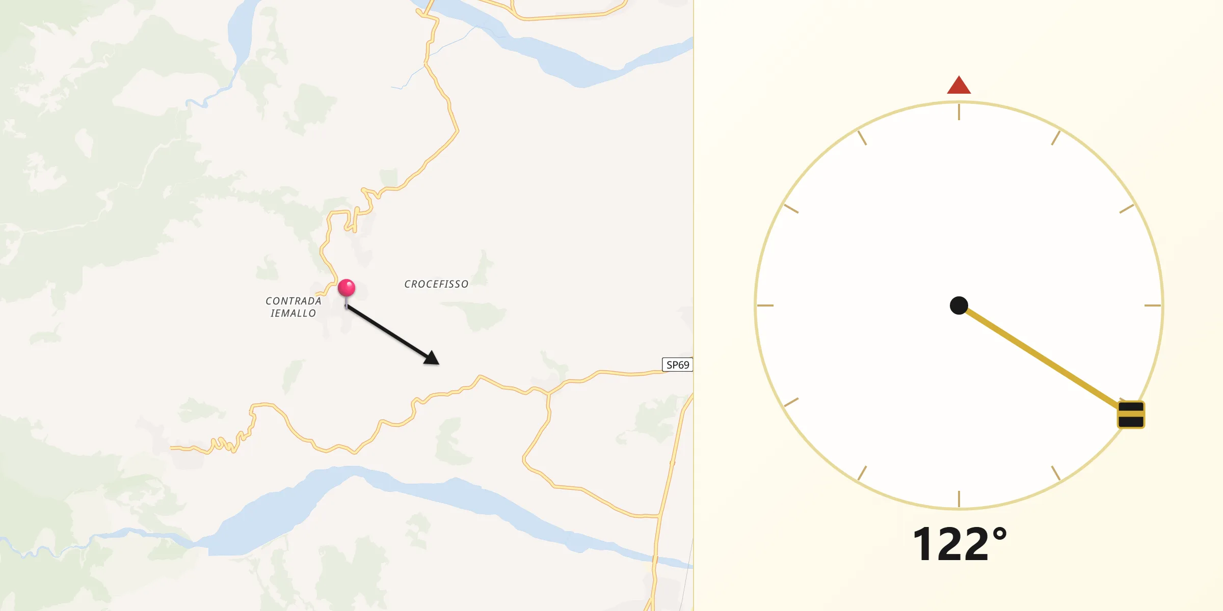 Direzione della Qibla da Caraffa del Bianco