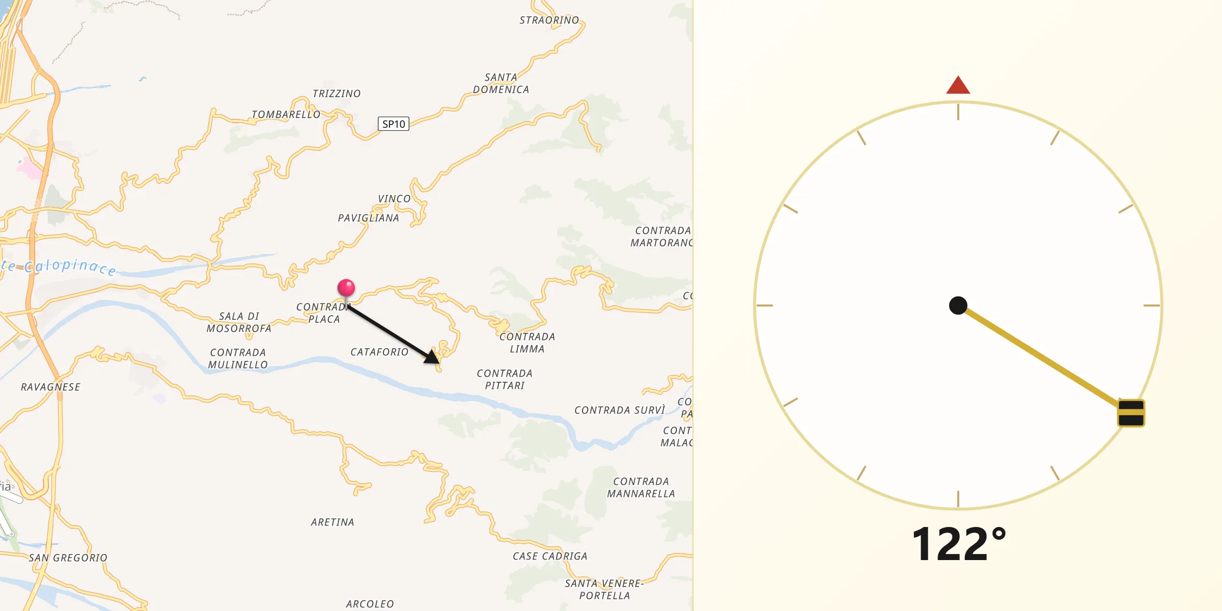 Direzione della Qibla da Mosorrofa