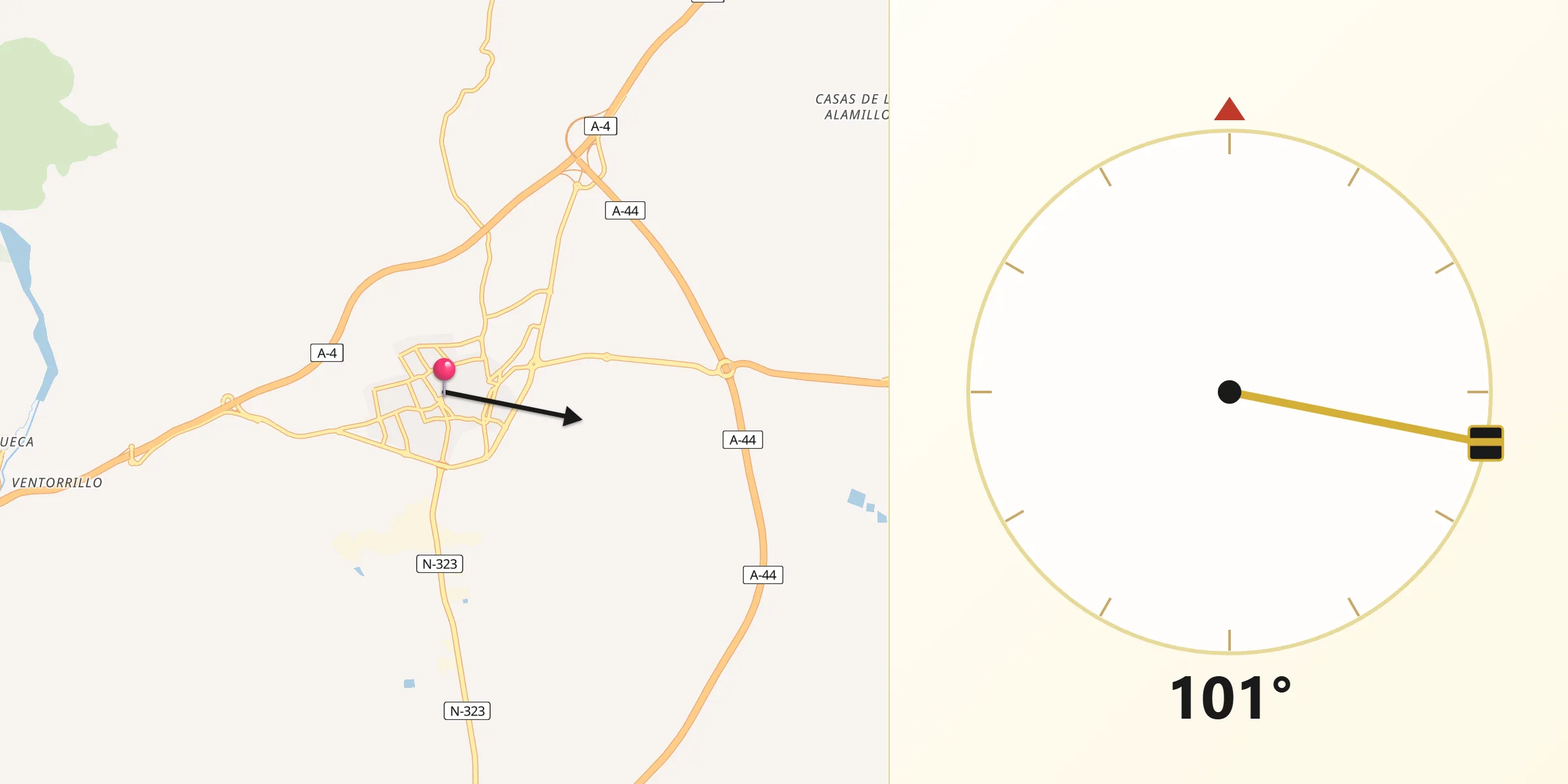 Dirección de la Qibla desde Bailén