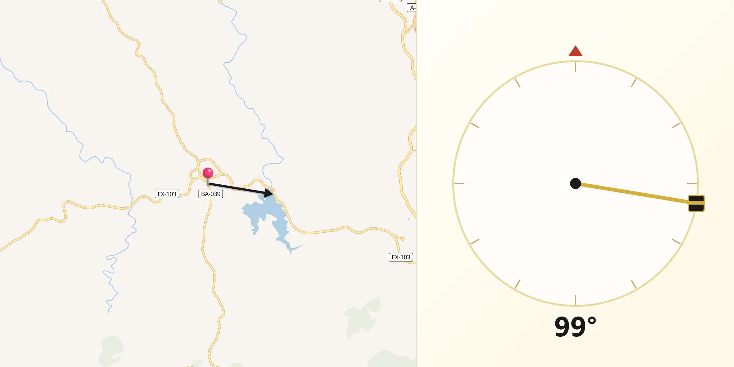 Dirección de la Qibla desde Calera de León