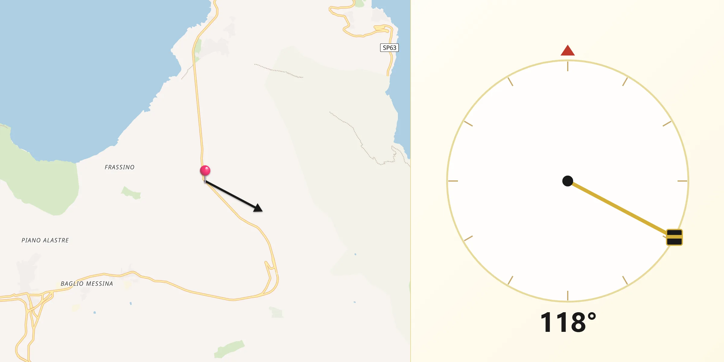 Direzione della Qibla da Castelluzzo
