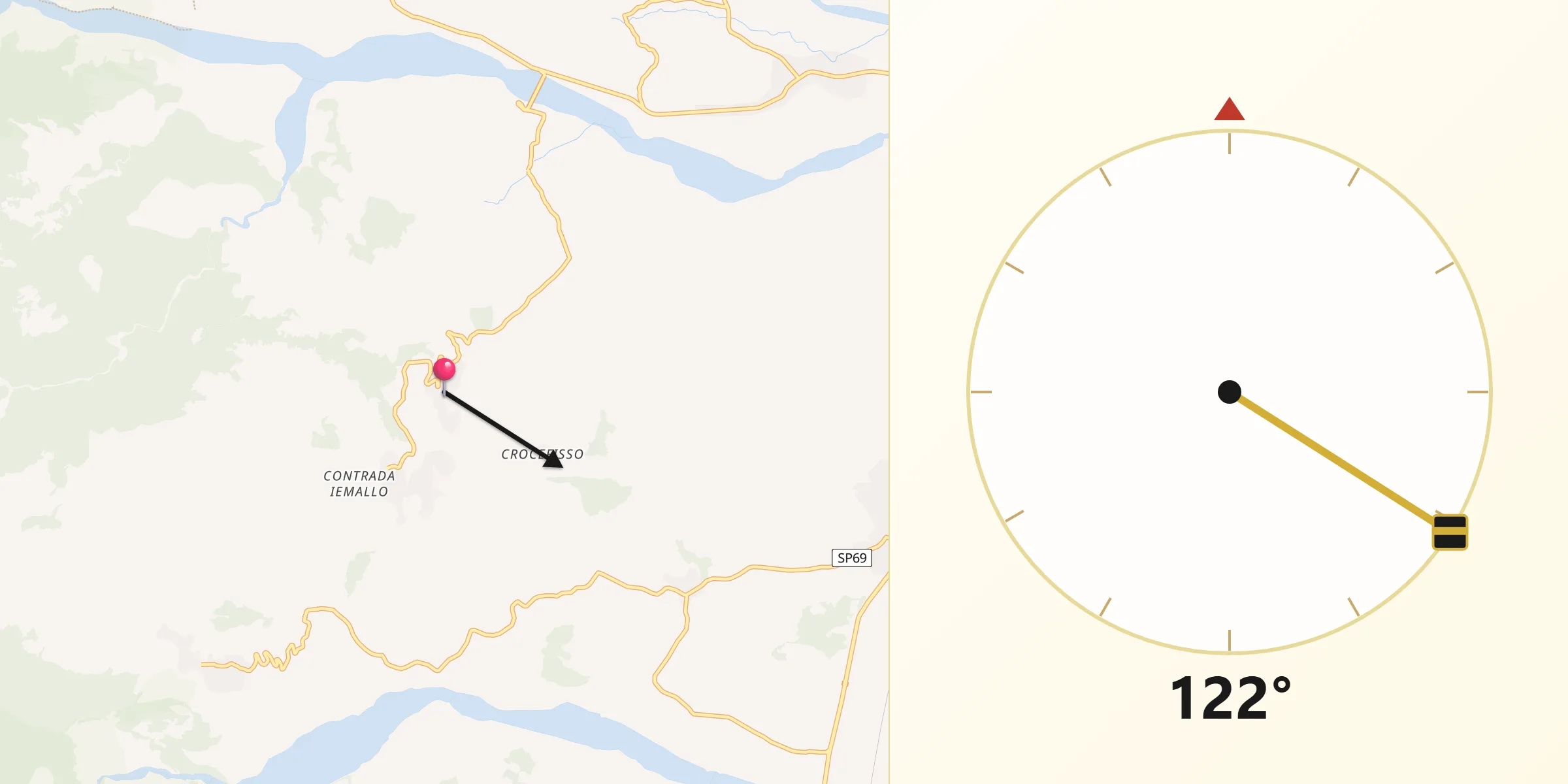 Direzione della Qibla da Casignana