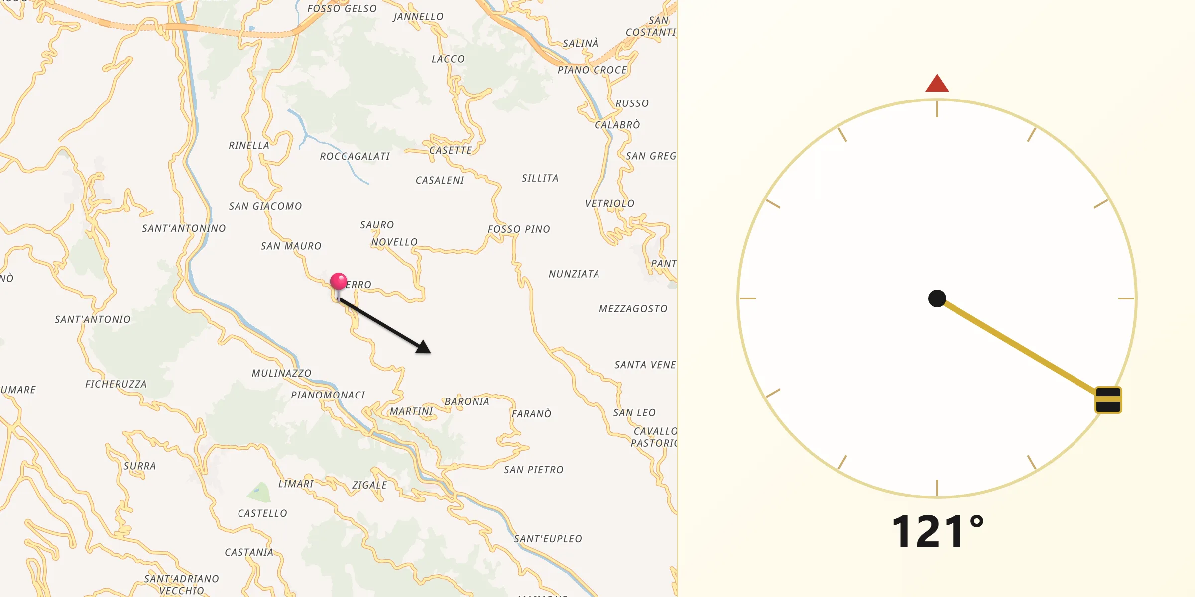 Direzione della Qibla da Ficarra