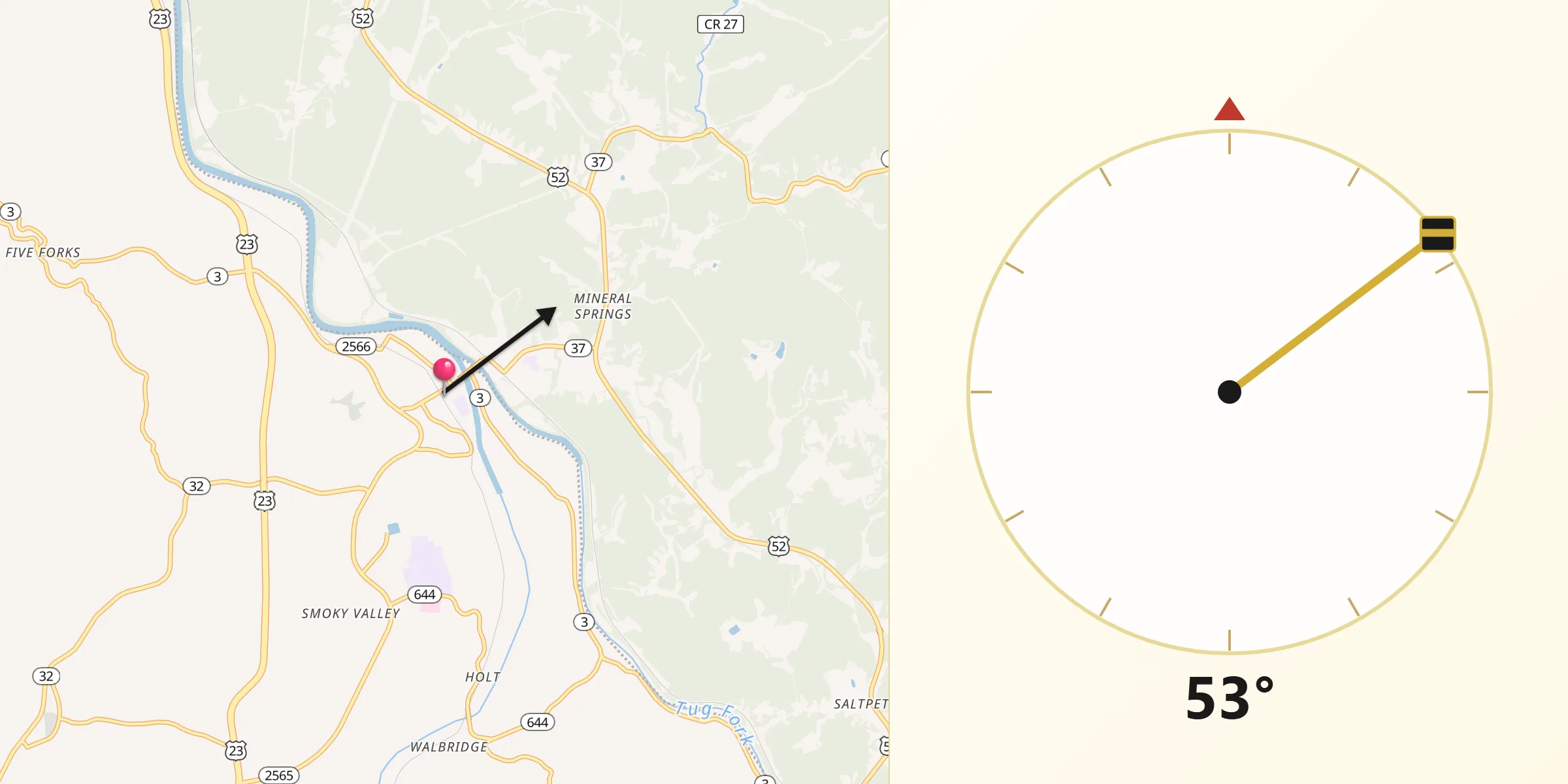 Qibla Direction from Louisa