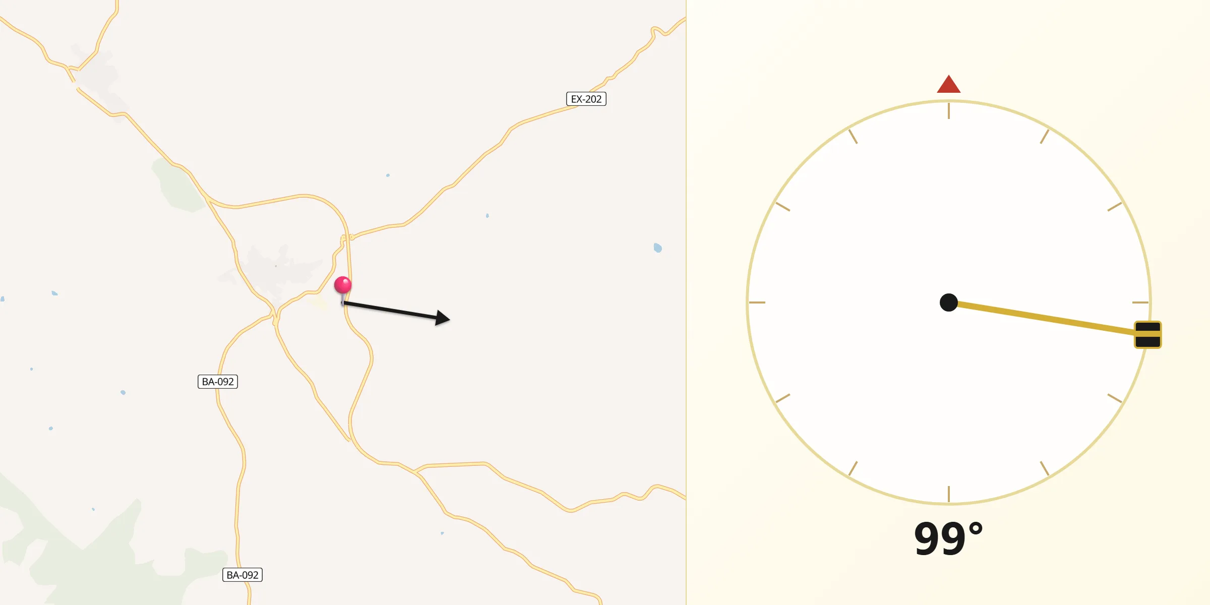 Dirección de la Qibla desde Segura de León