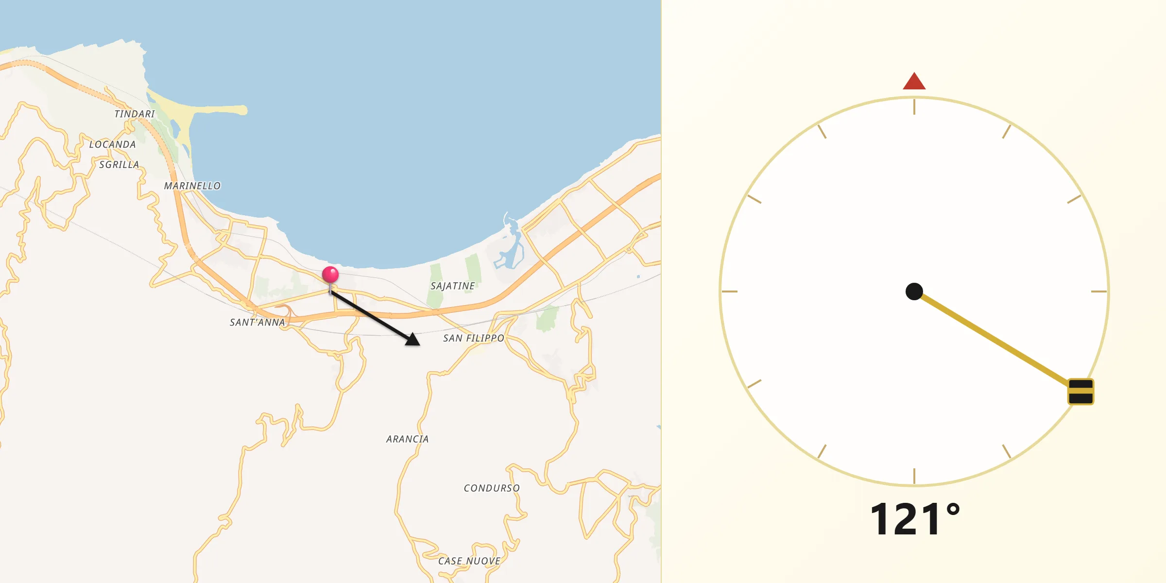 Direzione della Qibla da Falcone