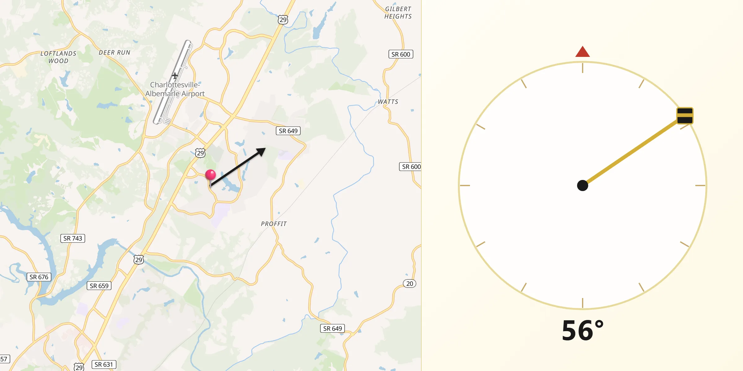 Qibla Direction from Hollymead