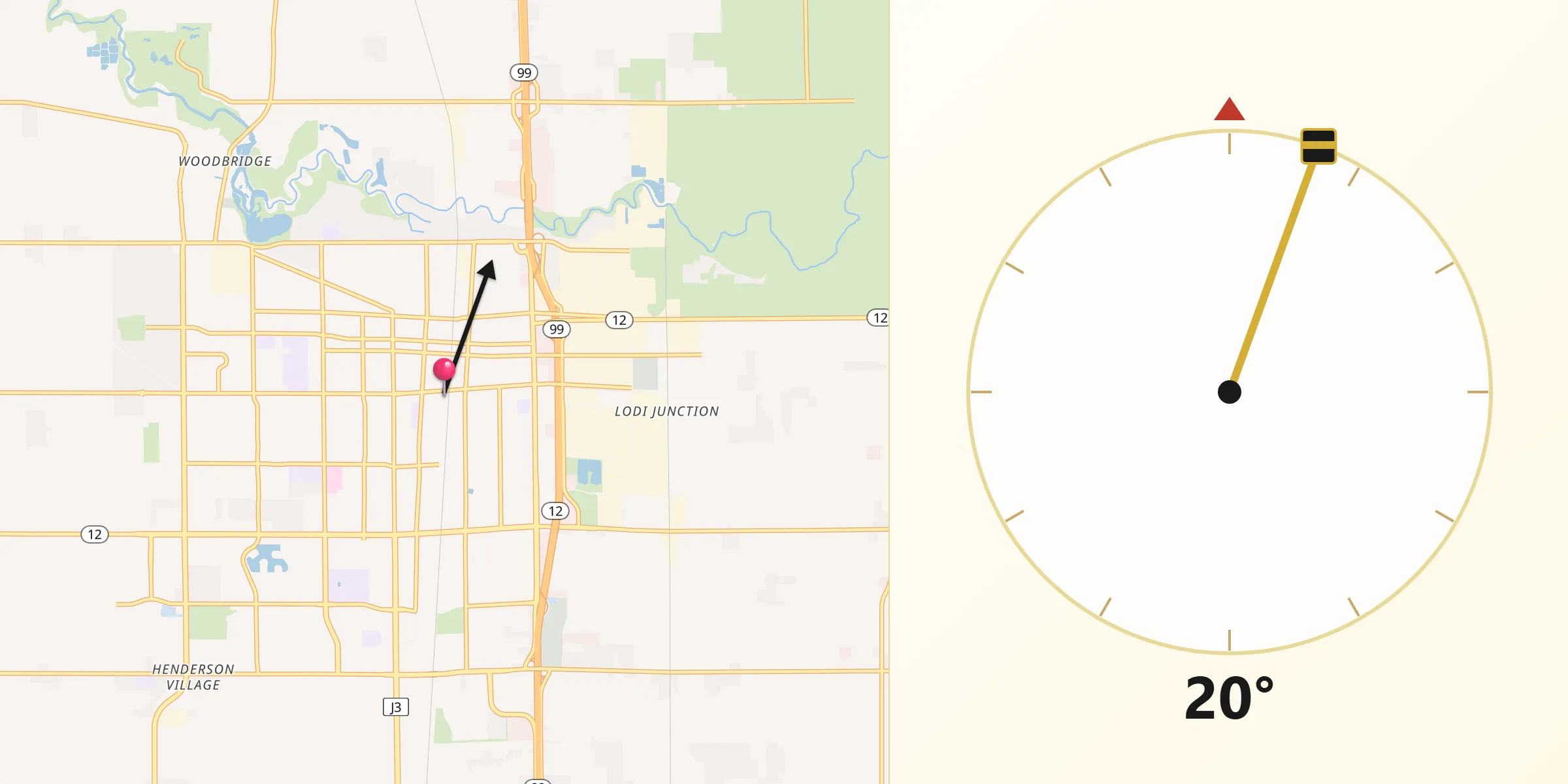Qibla Direction from Lodi