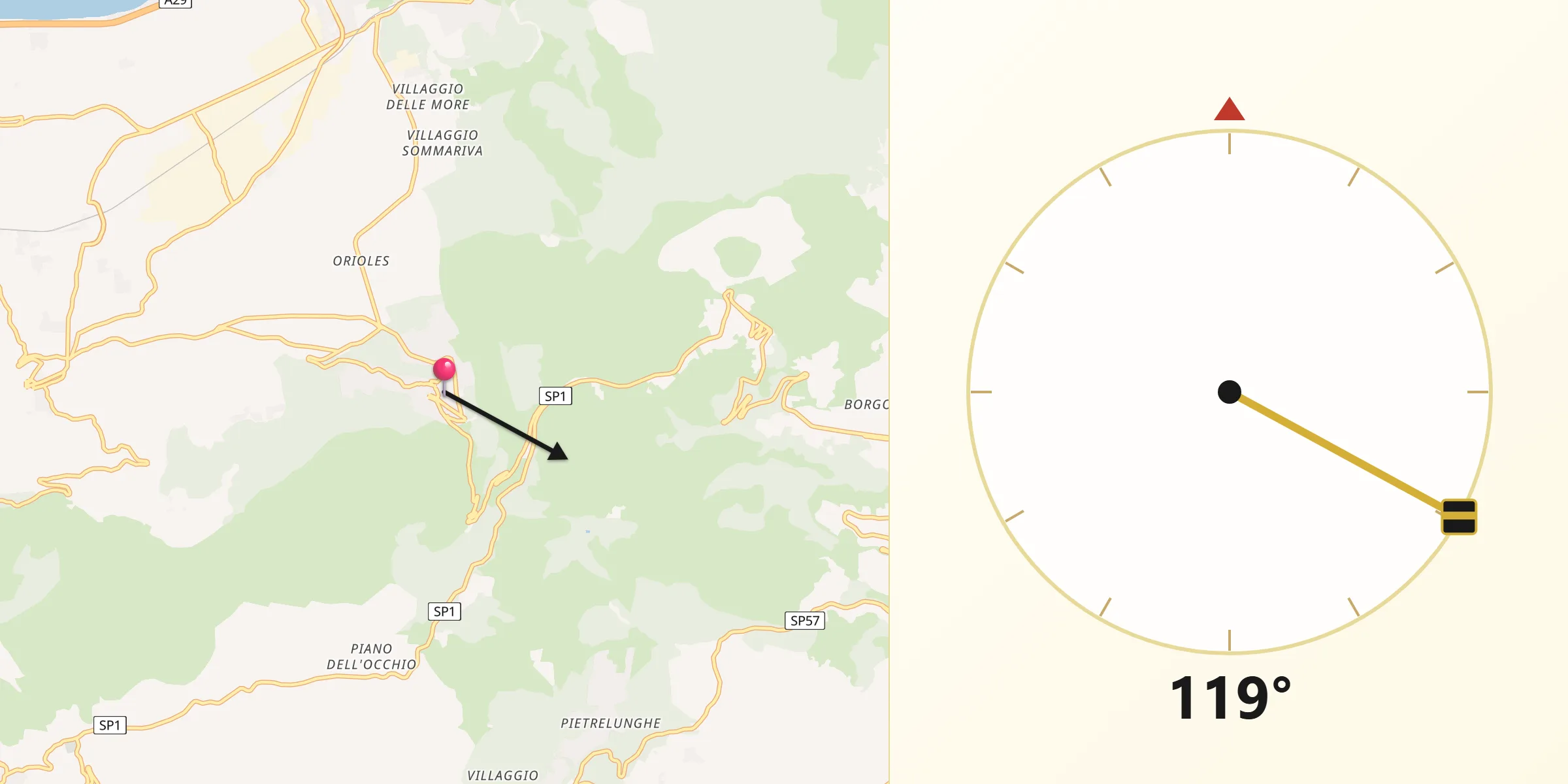 Direzione della Qibla da Torretta