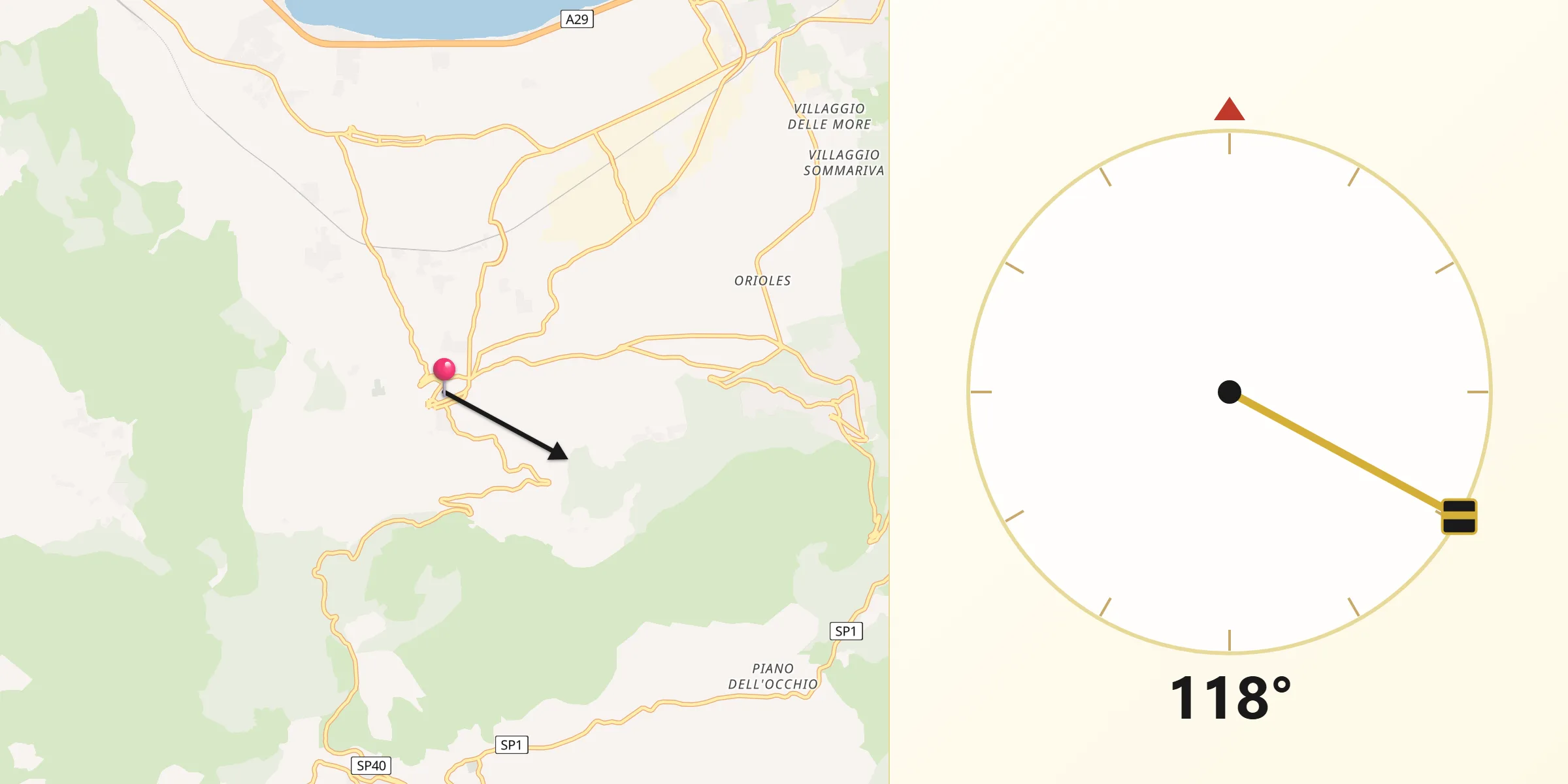 Direzione della Qibla da Carini