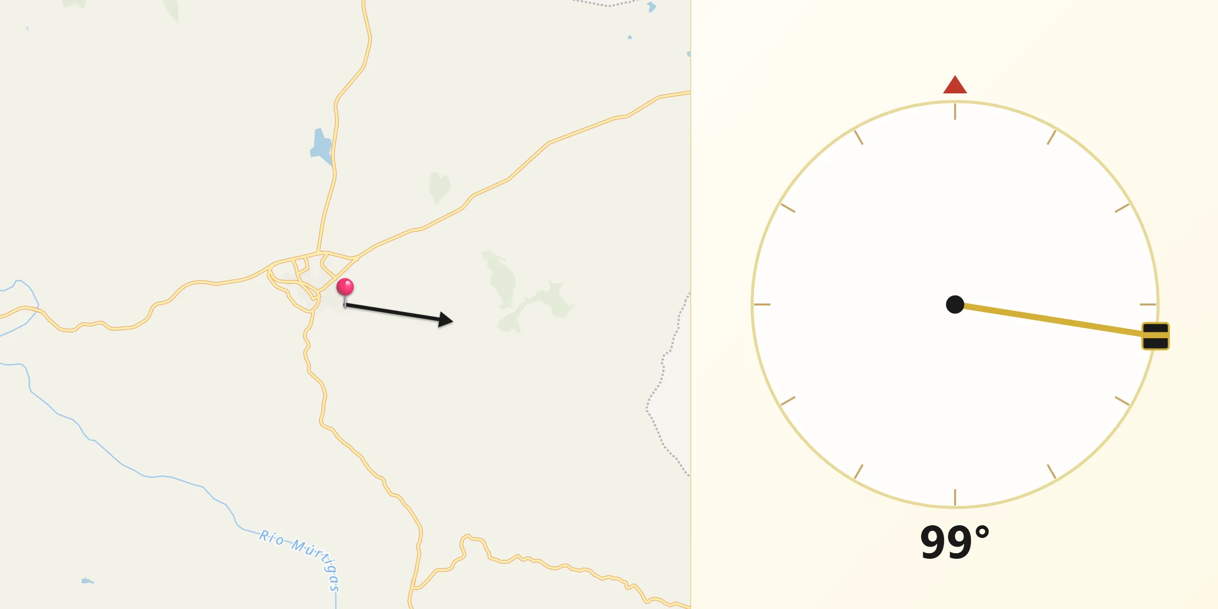 Dirección de la Qibla desde Encinasola