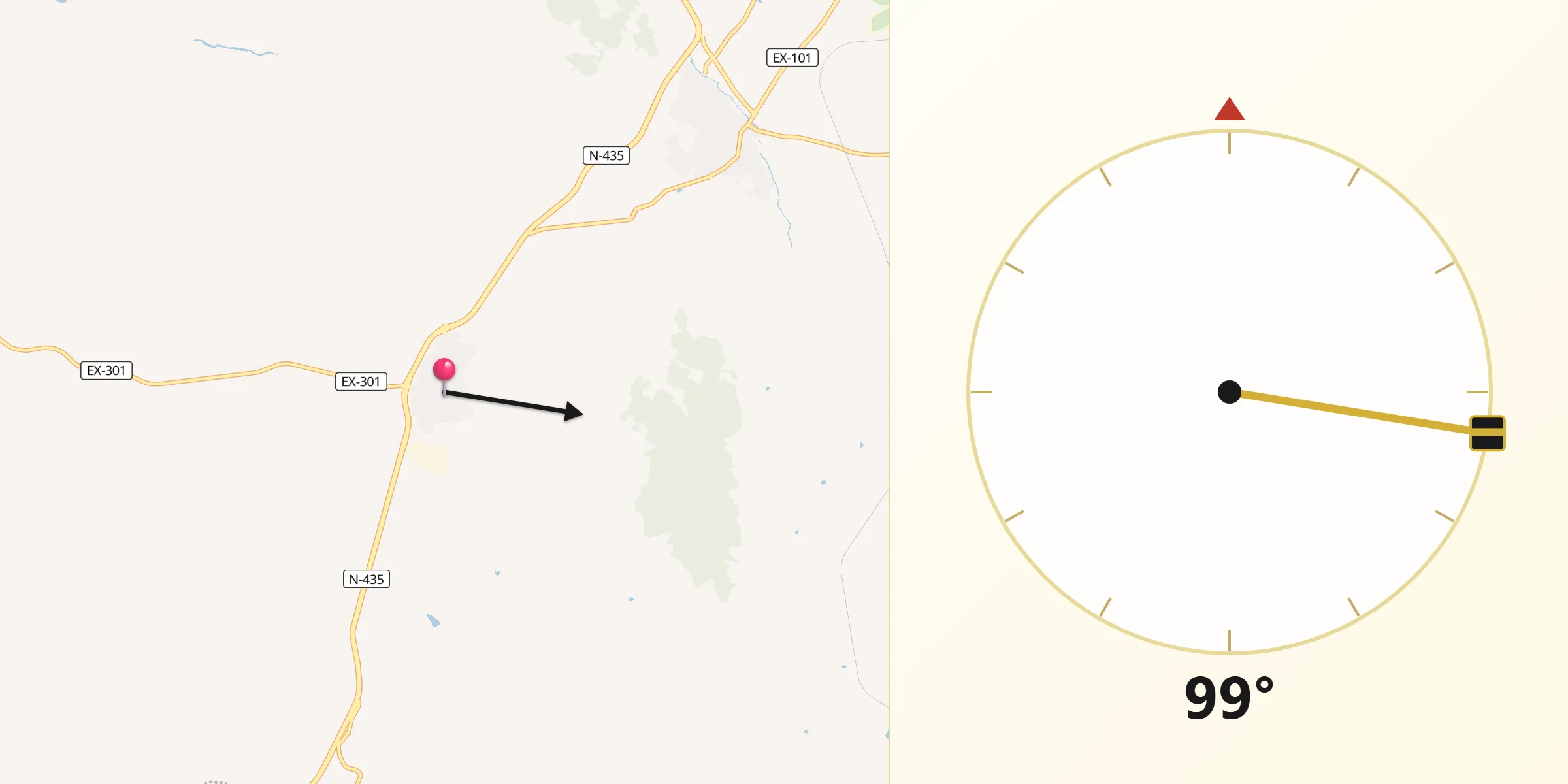 Dirección de la Qibla desde Higuera la Real