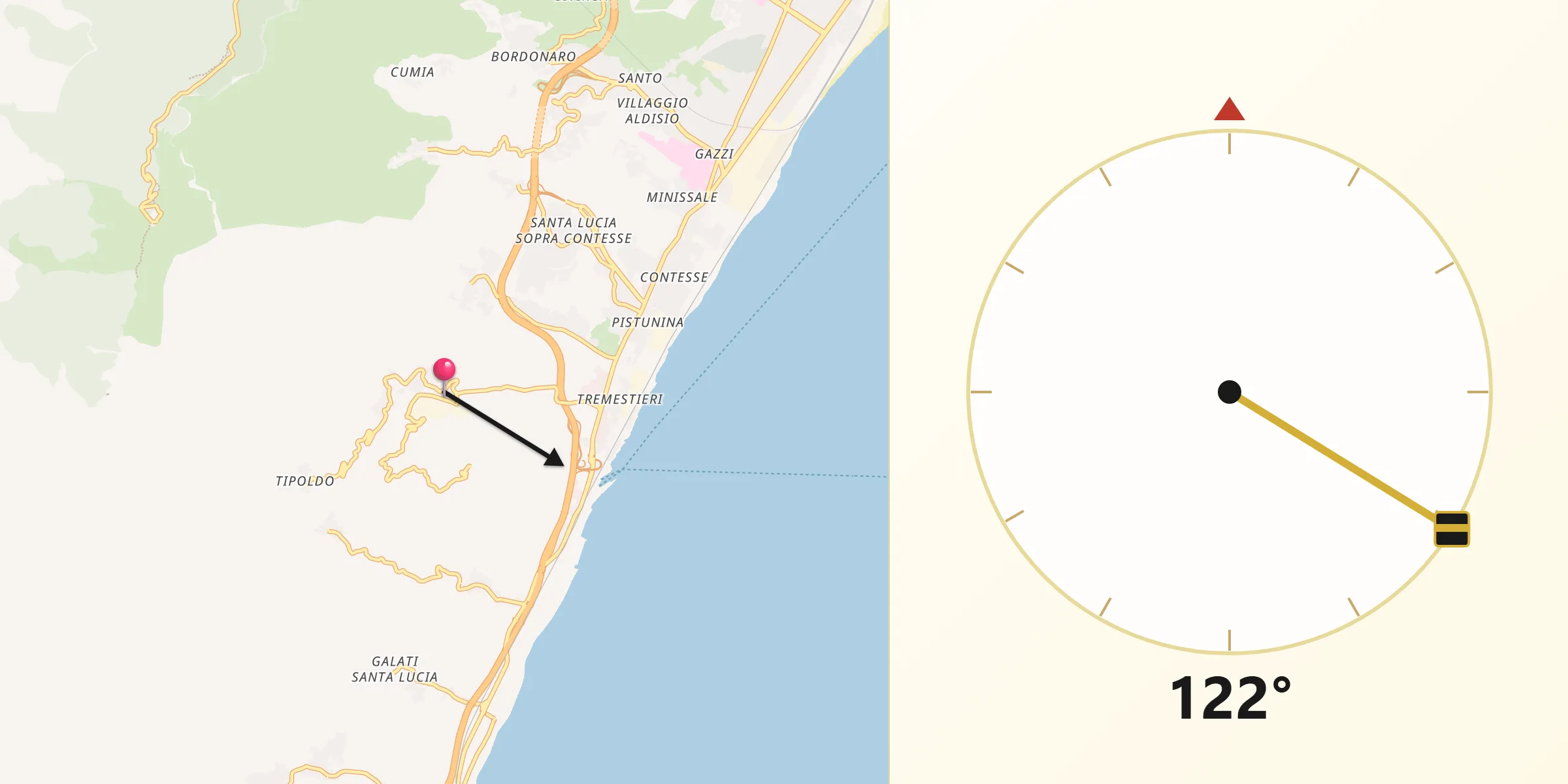 Direzione della Qibla da Larderia