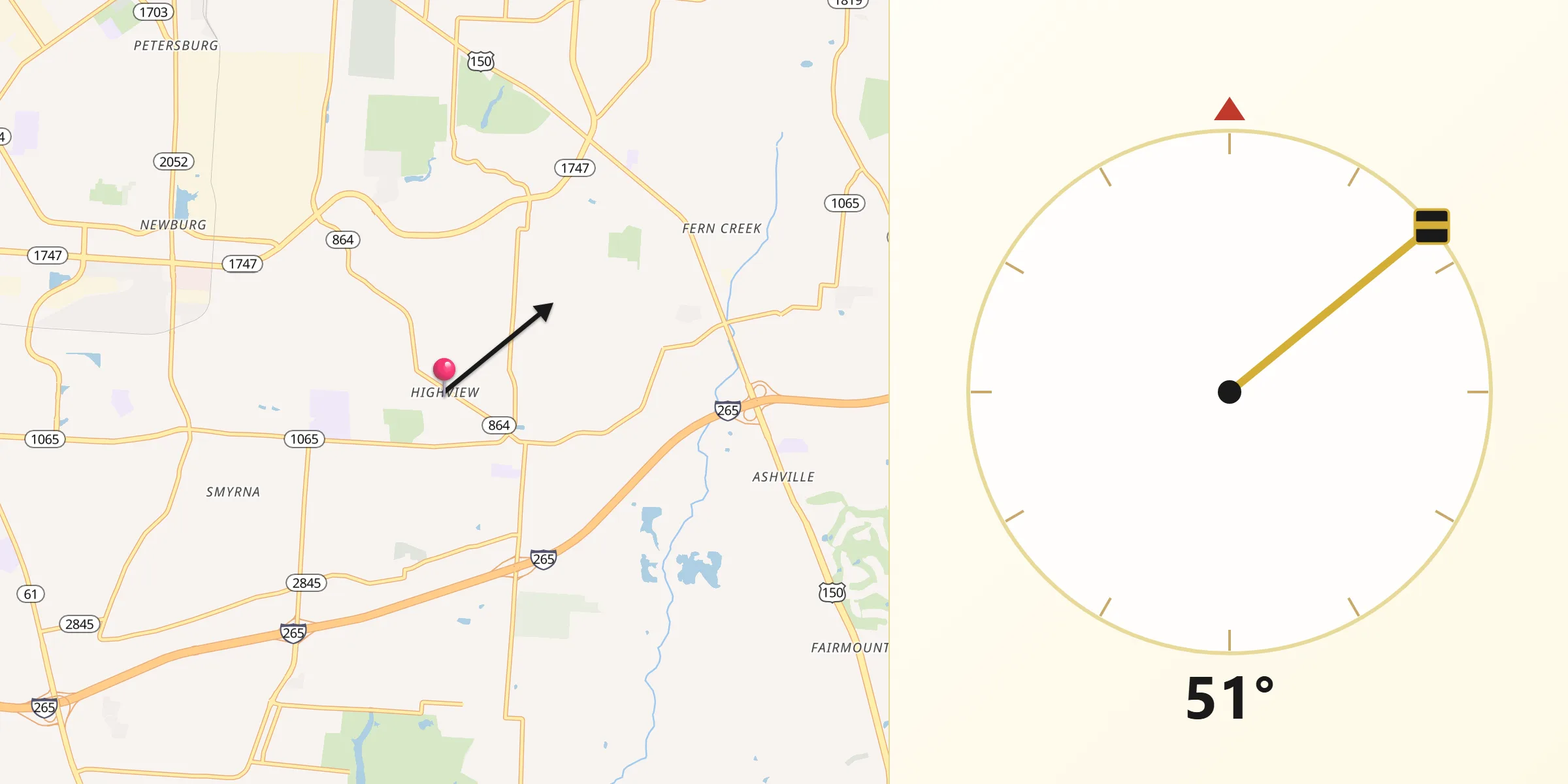 Qibla Direction from Highview