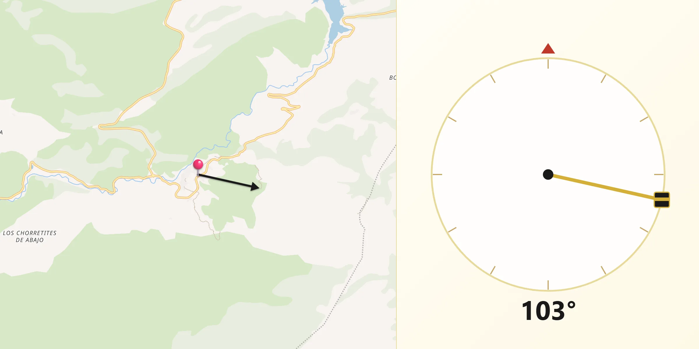 Dirección de la Qibla desde Nerpio