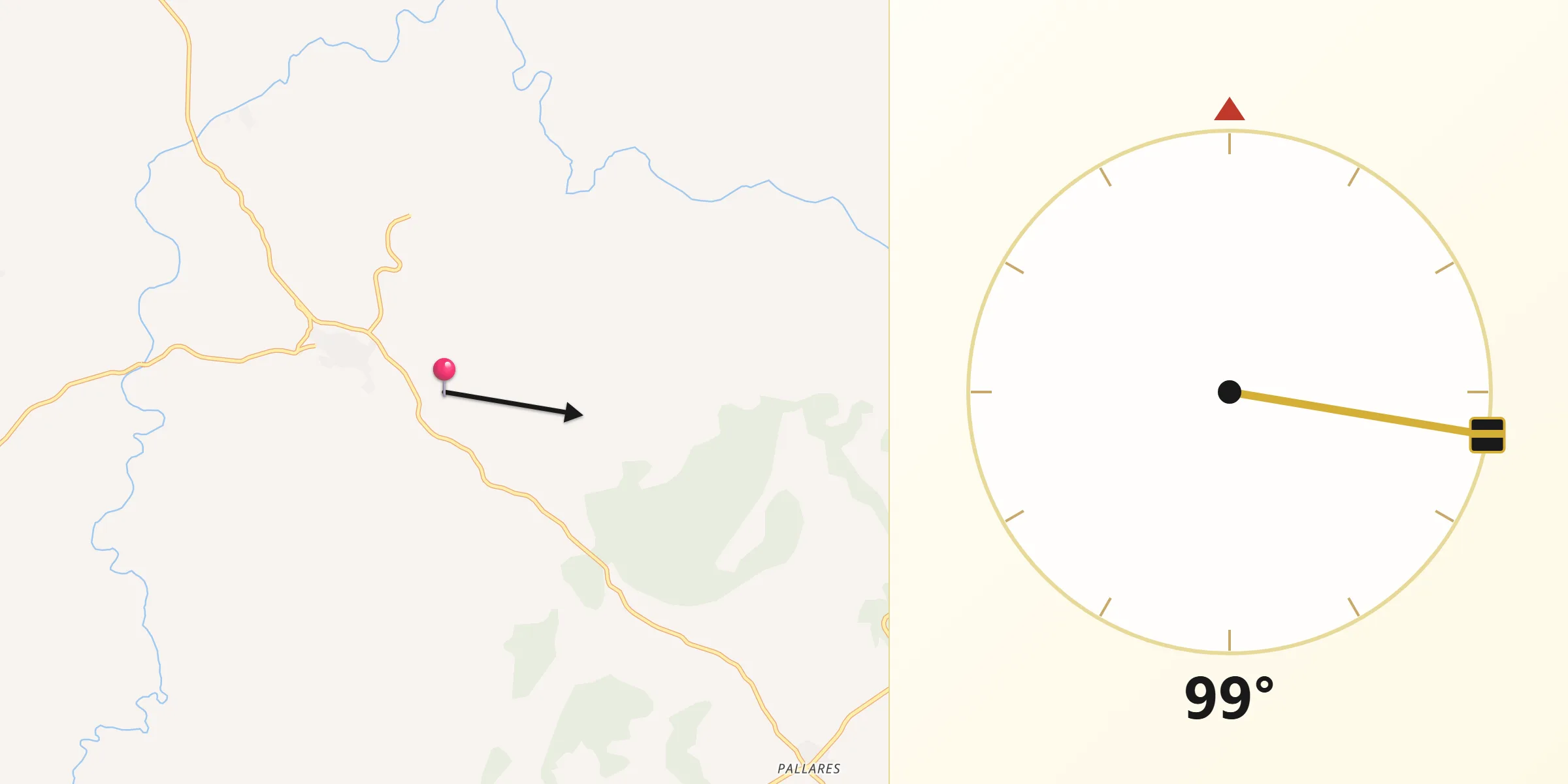 Dirección de la Qibla desde Montemolín