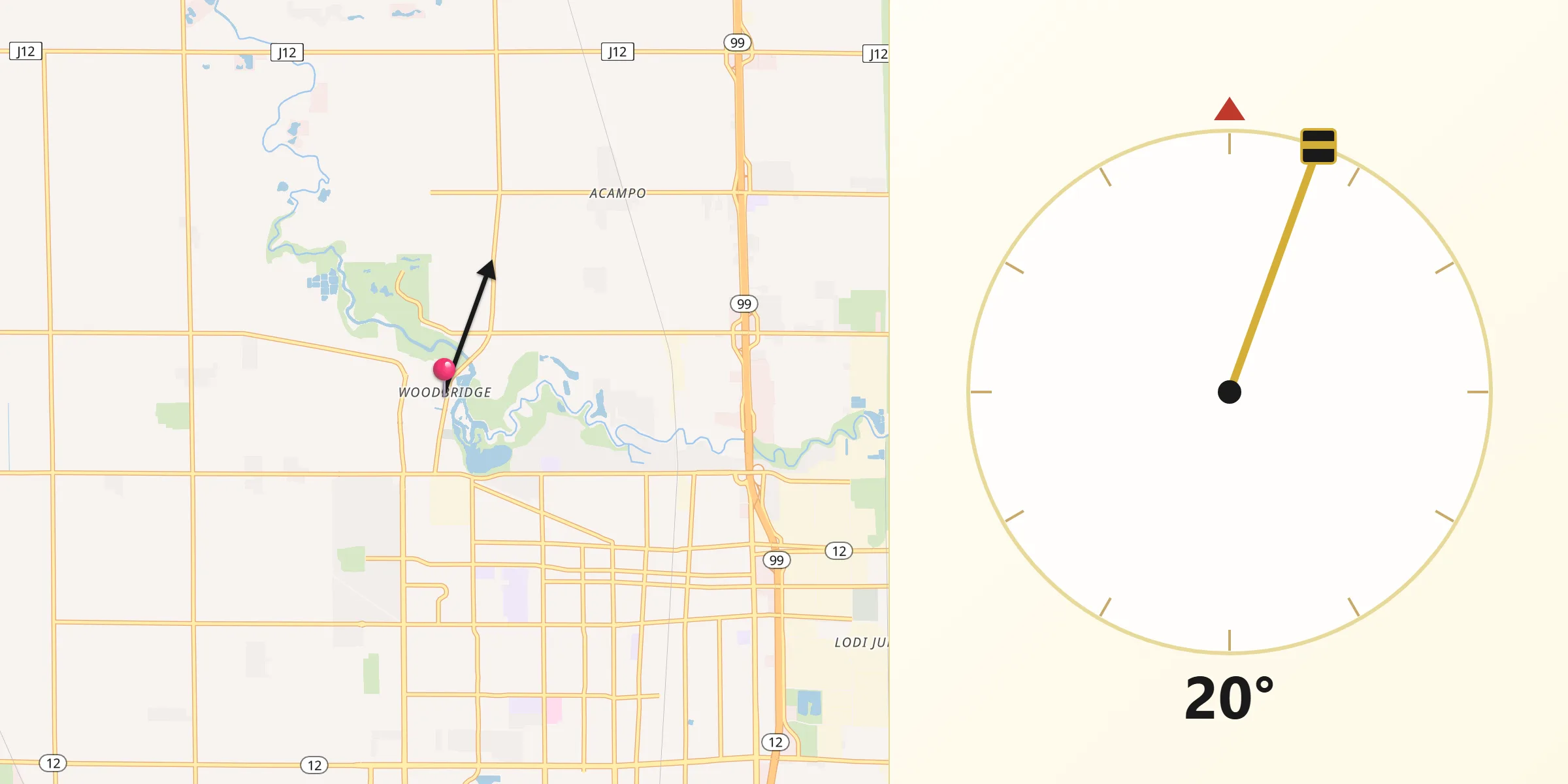 Qibla Direction from Woodbridge