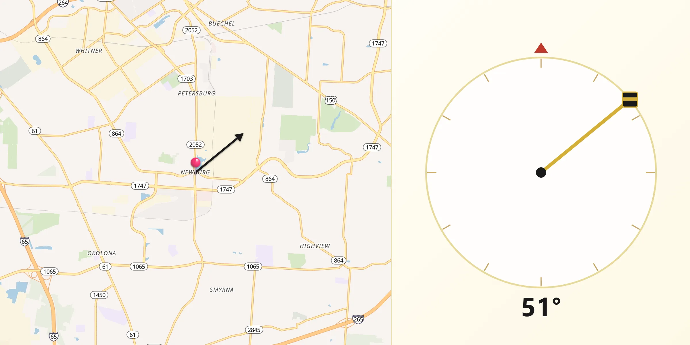 Qibla Direction from Newburg