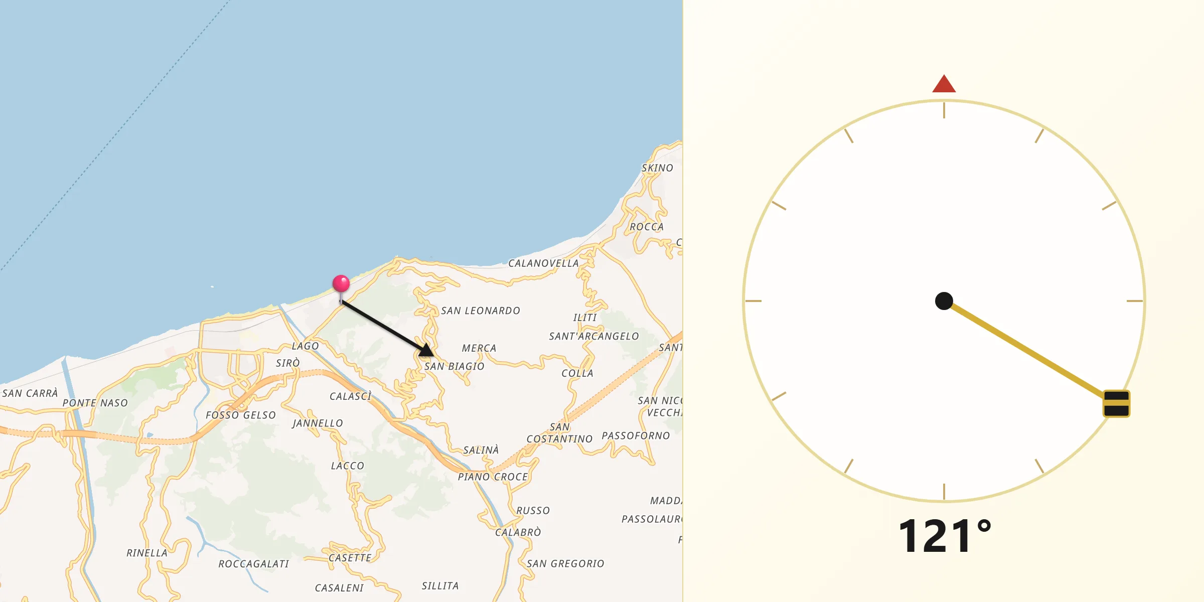 Direzione della Qibla da Gliaca